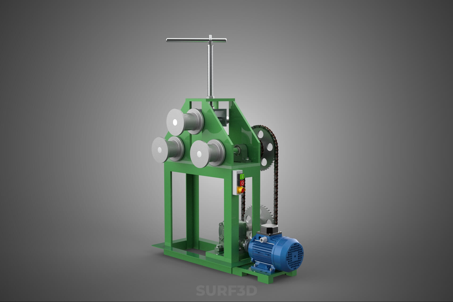 Electric Tube Pipe Bender Rolling Roller Arc Bending Machine 3D Model