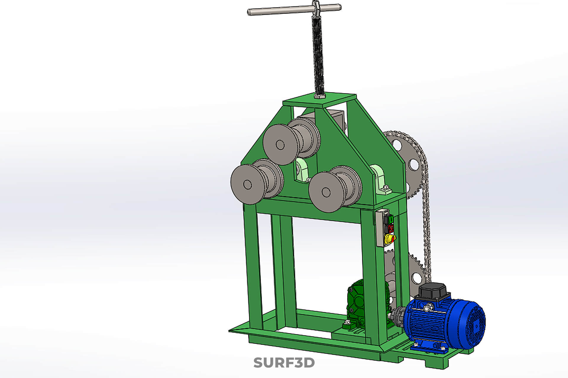 Electric Tube Pipe Bender Rolling Roller Arc Bending Machine 3D Model