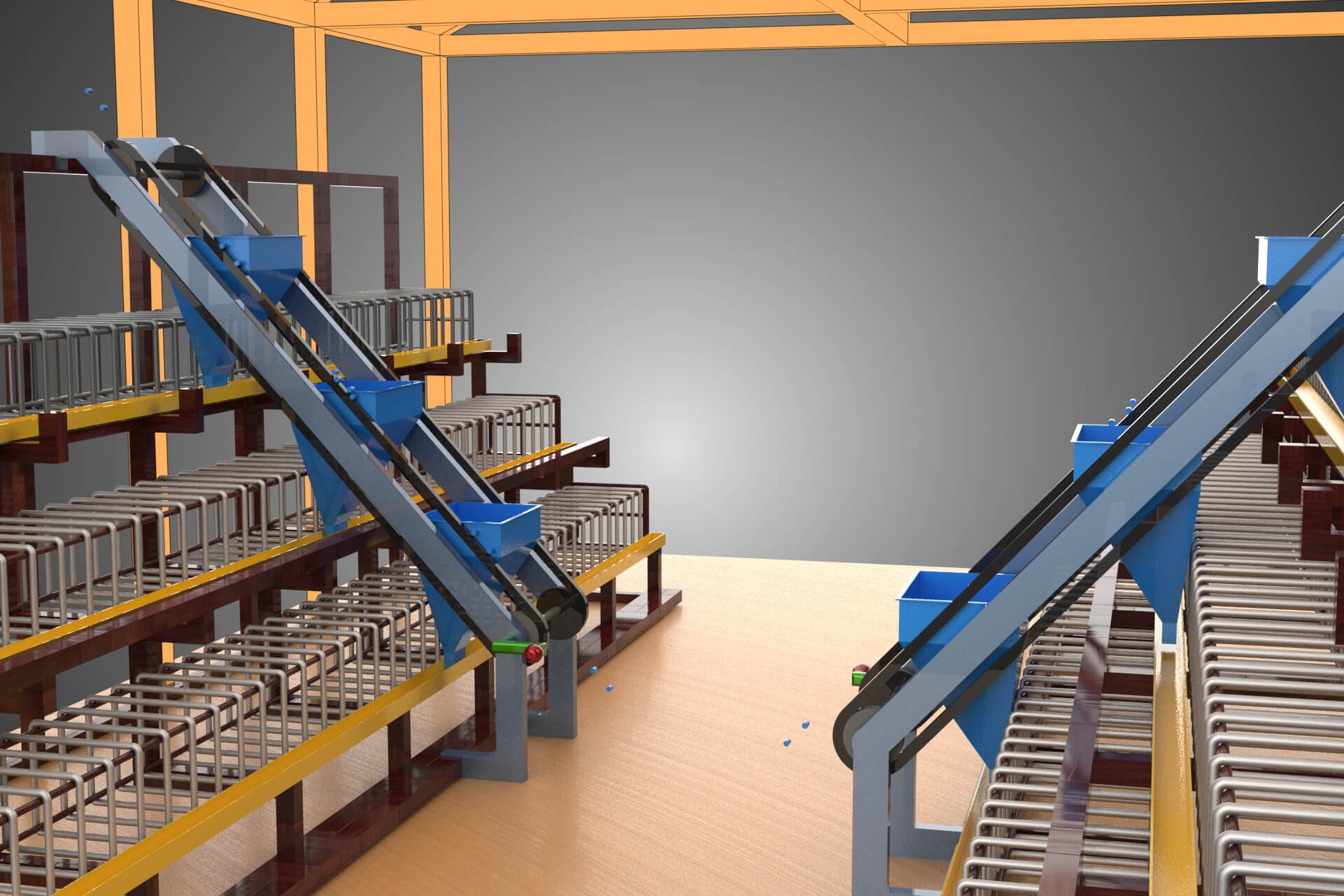 Feeder Feeding Line System Poultry Sliding Rail Ladder Coop 3D Model