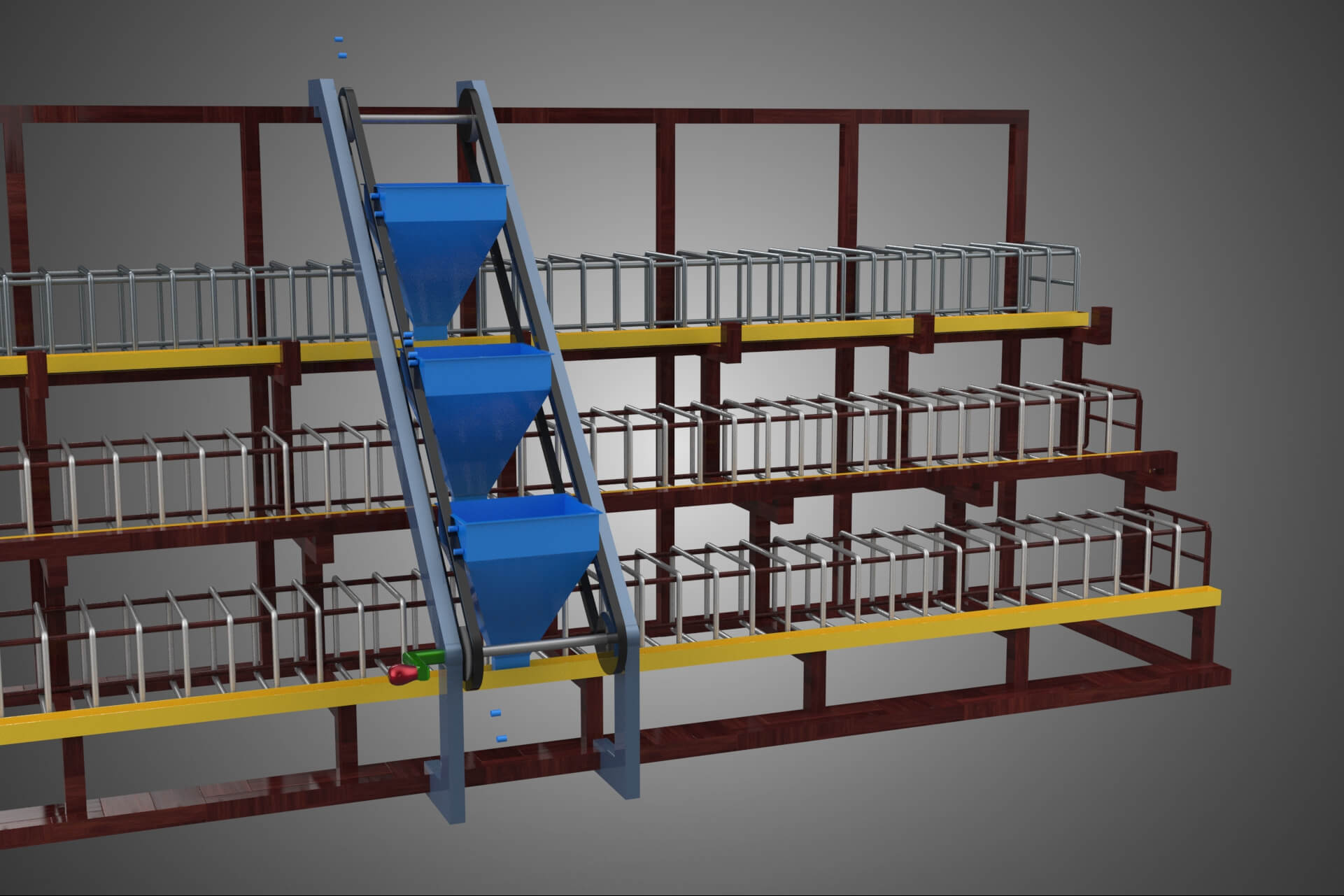 Feeder Feeding Line System Poultry Sliding Rail Ladder Coop 3D Model