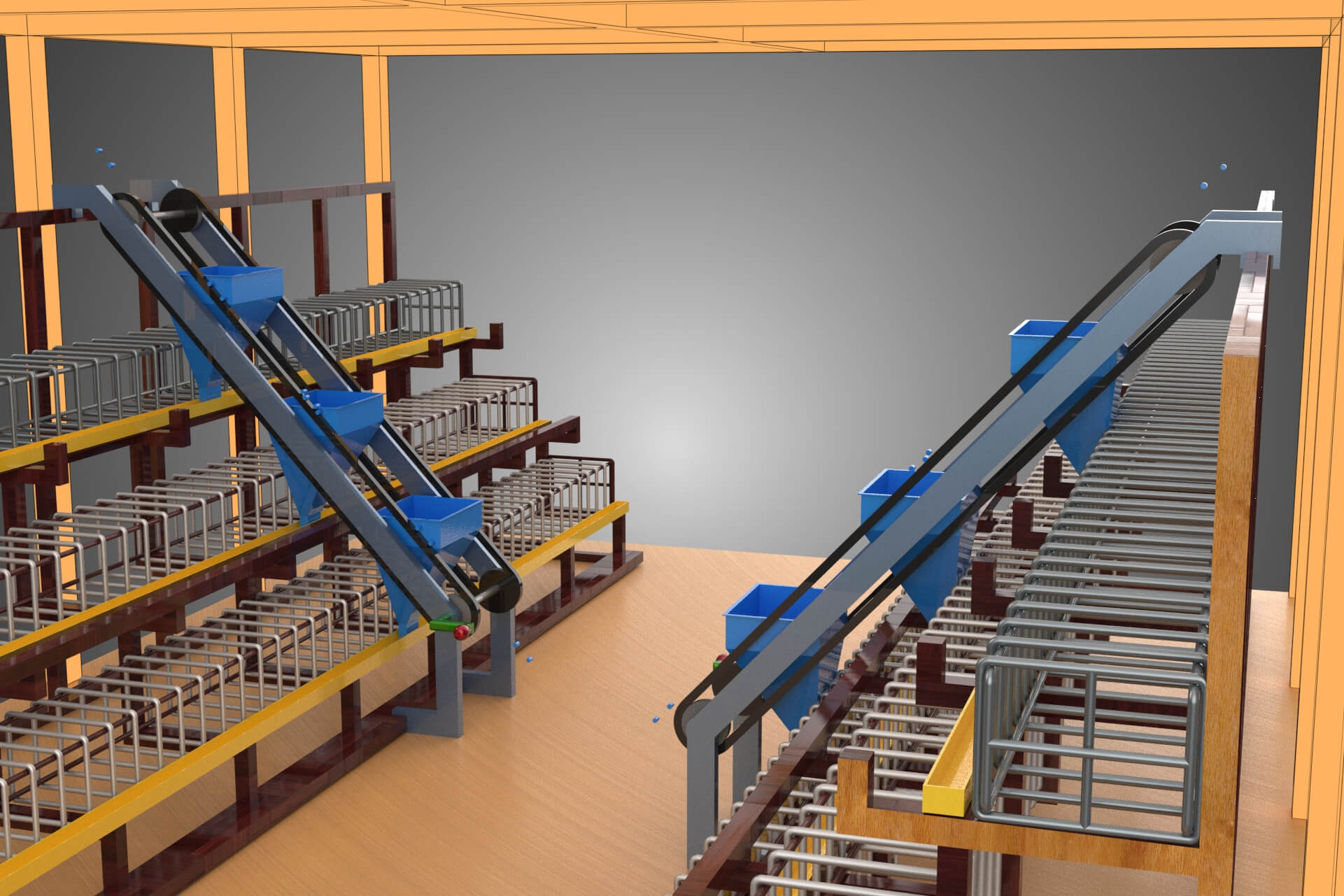 Feeder Feeding Line System Poultry Sliding Rail Ladder Coop 3D Model