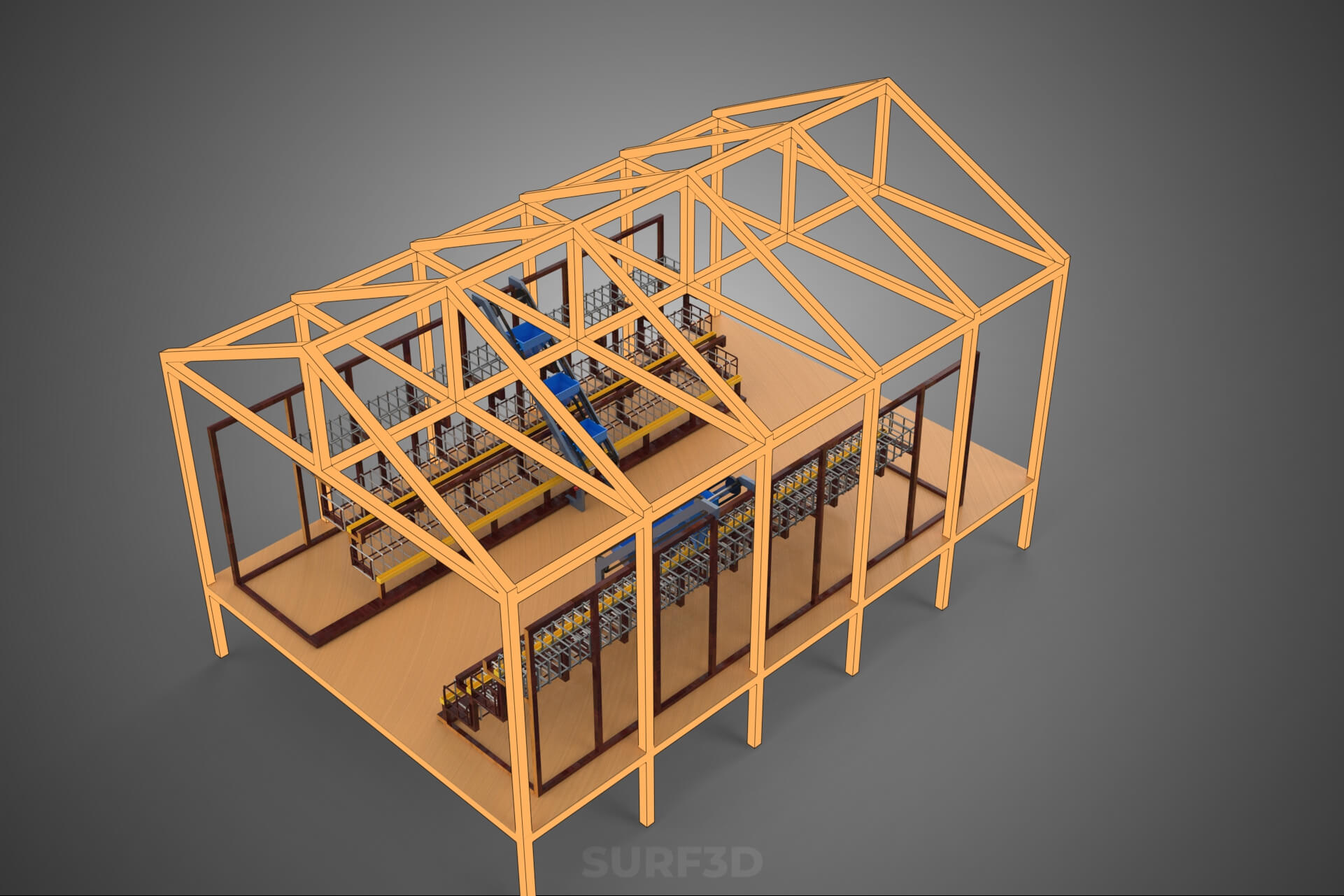 Feeder Feeding Line System Poultry Sliding Rail Ladder Coop 3D Model