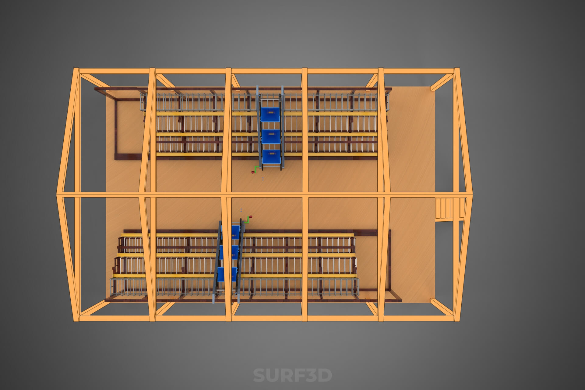 Feeder Feeding Line System Poultry Sliding Rail Ladder Coop 3D Model