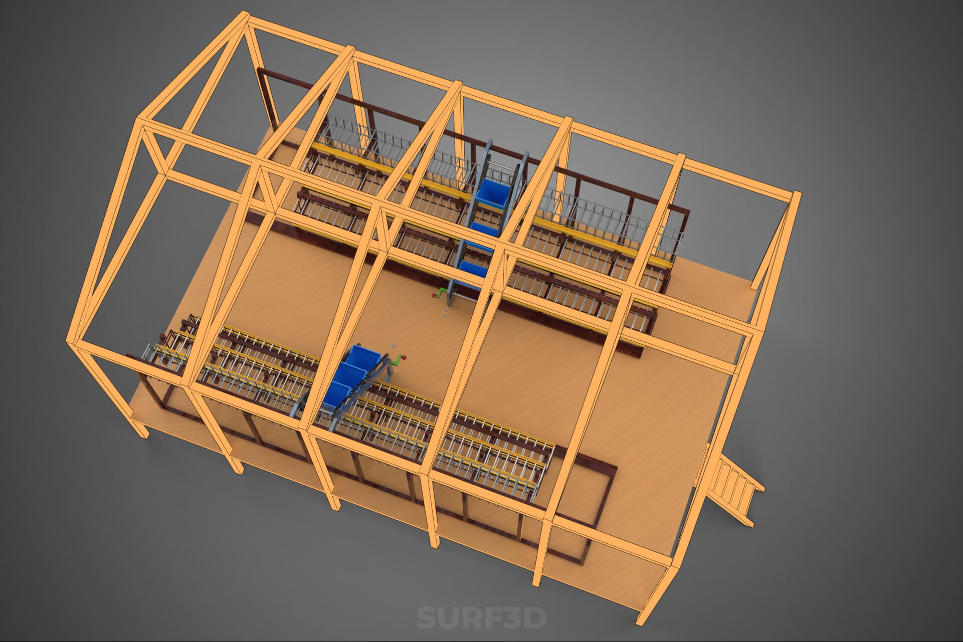 Feeder Feeding Line System Poultry Sliding Rail Ladder Coop 3D Model