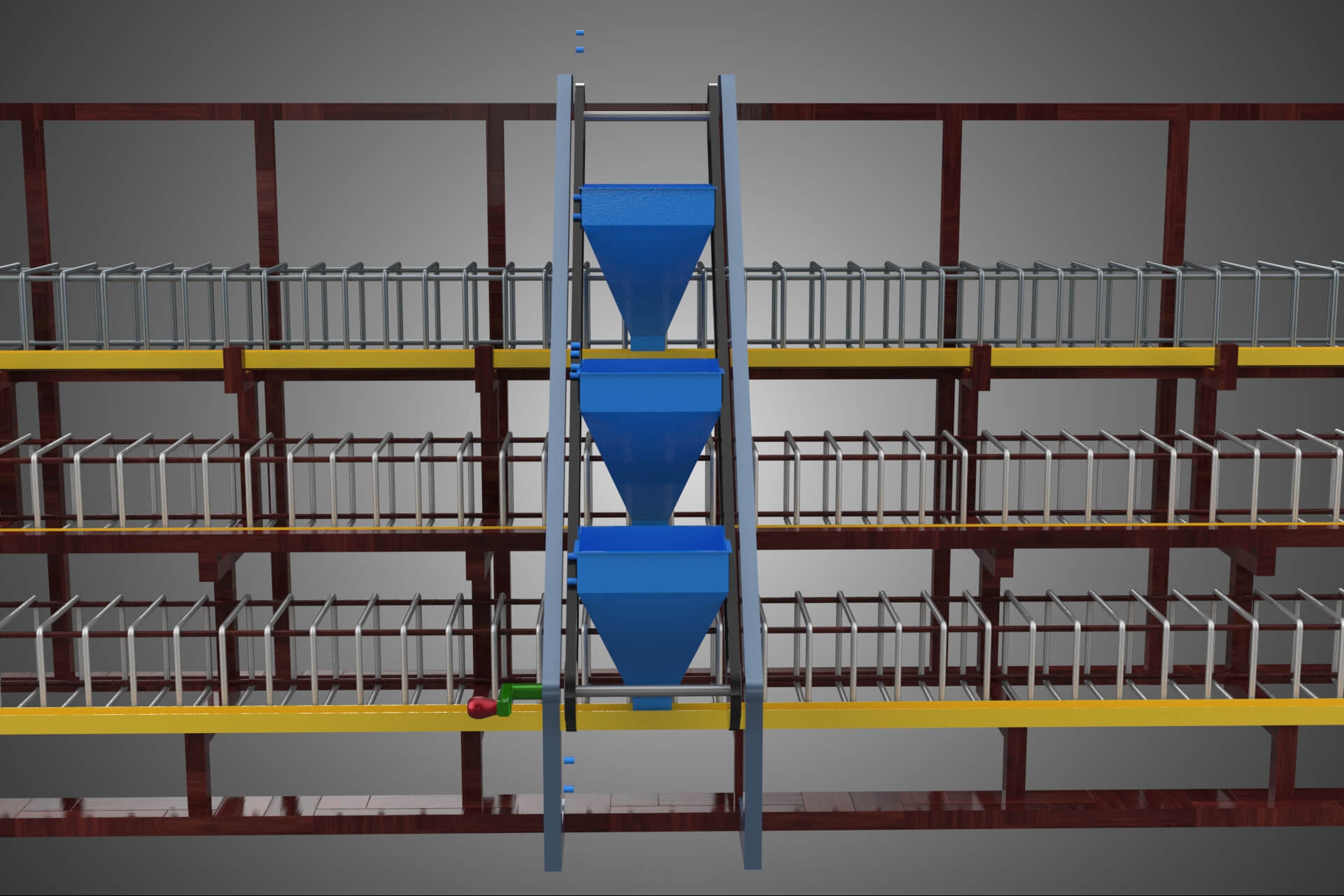 Feeder Feeding Line System Poultry Sliding Rail Ladder Coop 3D Model