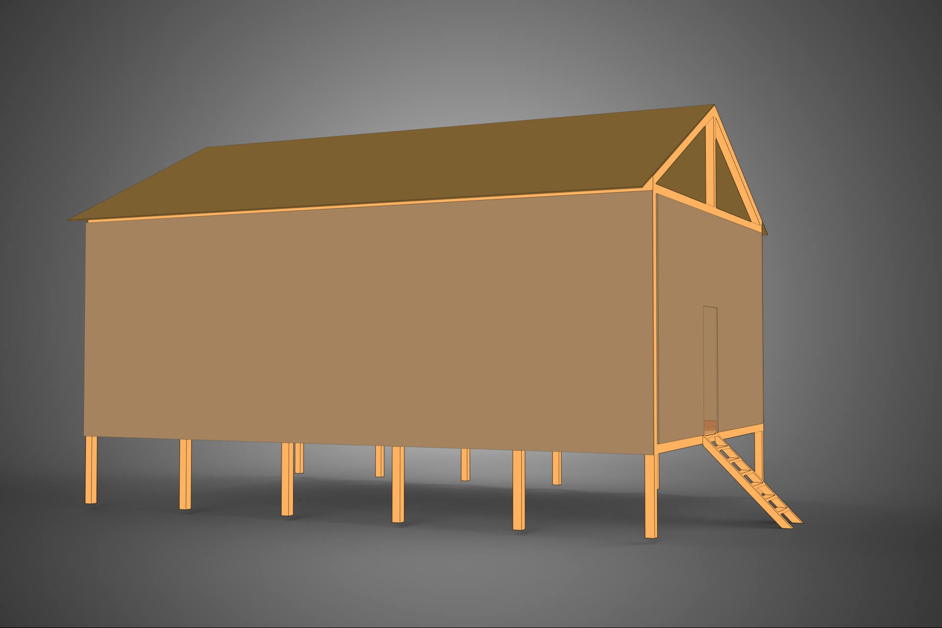 Feeder Feeding Line System Poultry Sliding Rail Ladder Coop 3D Model
