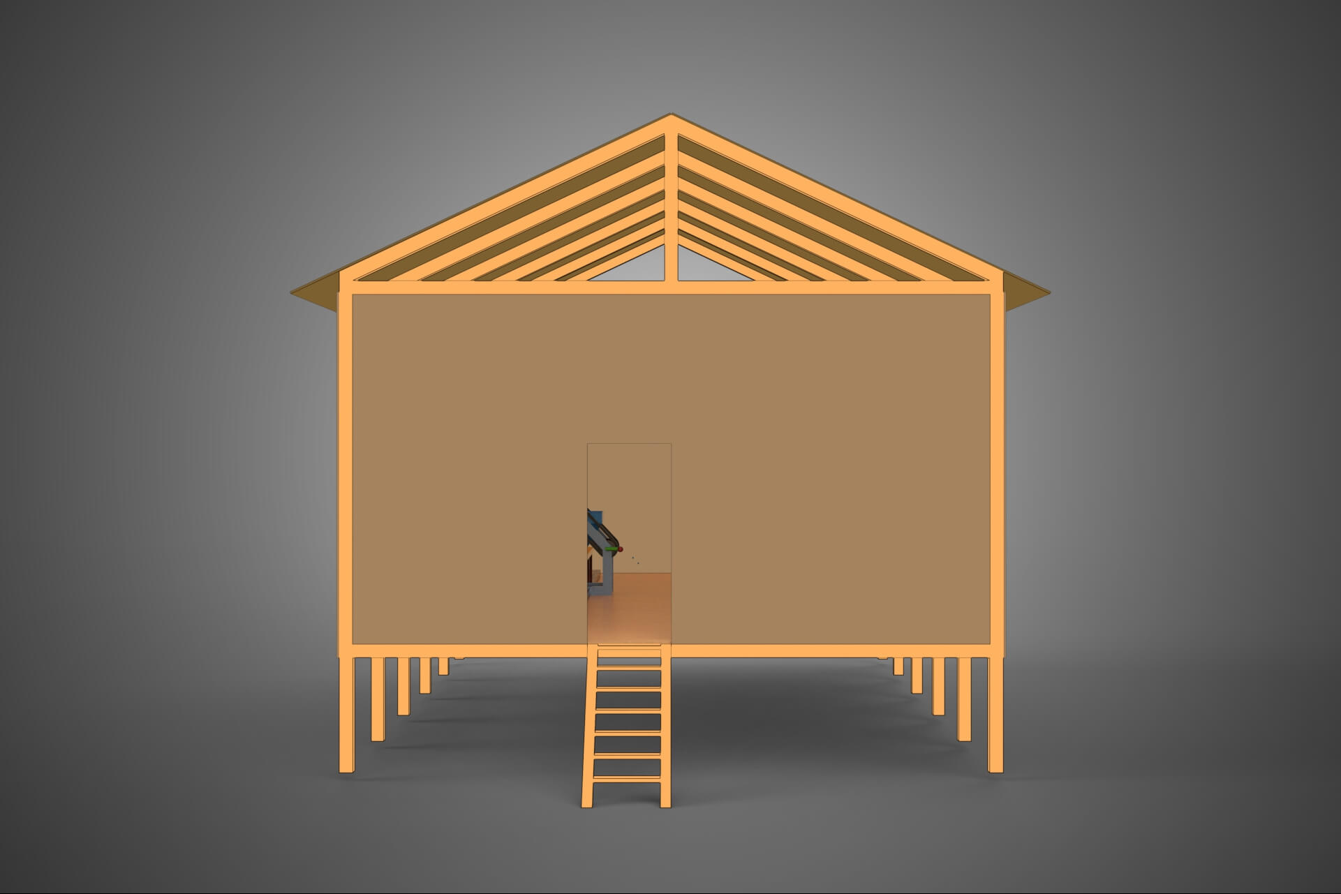 Feeder Feeding Line System Poultry Sliding Rail Ladder Coop 3D Model