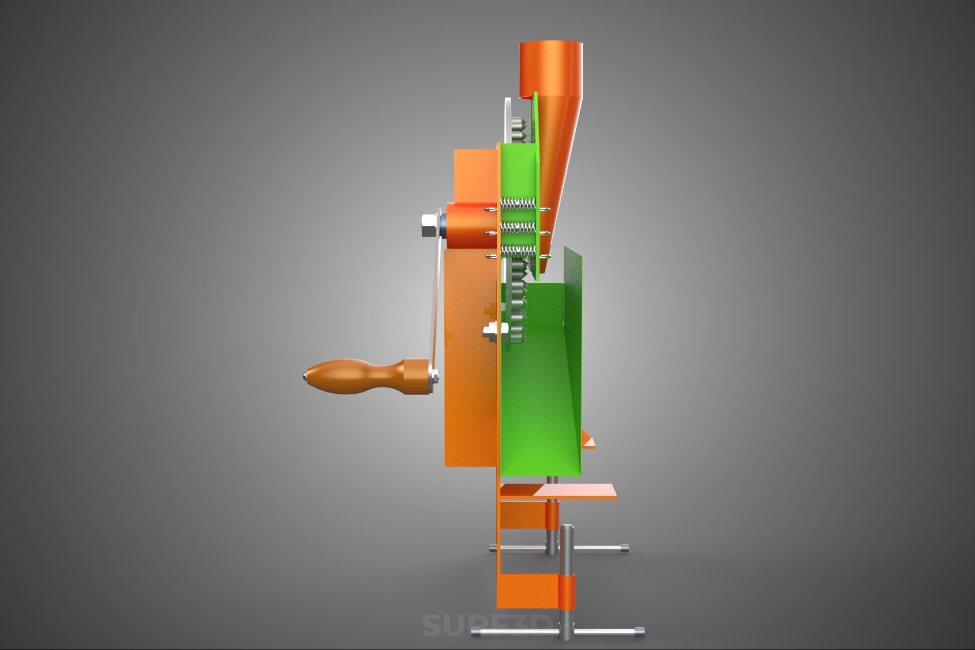 Manual Hand Crank Corn Maize Peeler Thresher Sheller Machine 3D Model