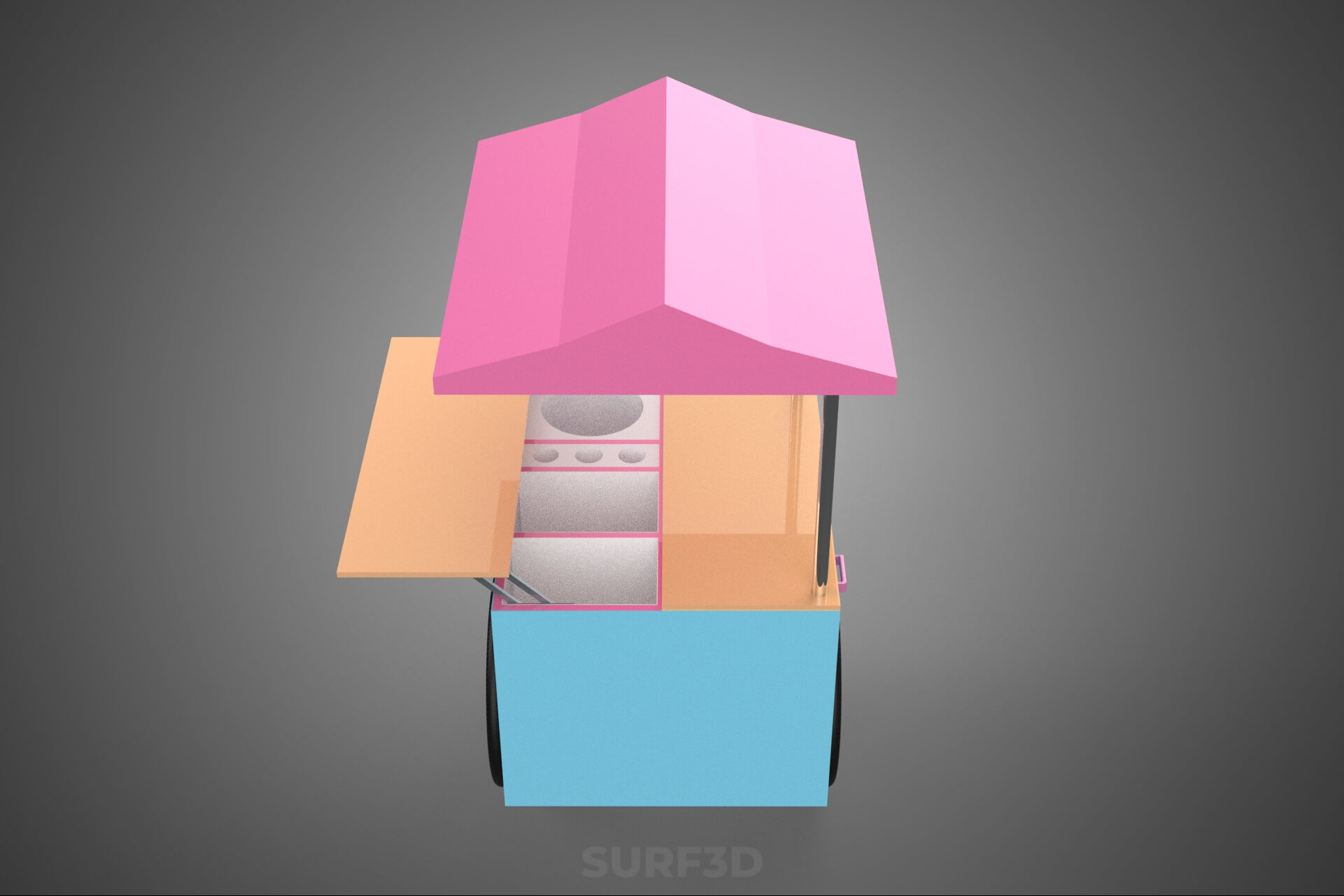 Mobile Ice Cream Bicycle Bike Tricycle Cart Street Vending 3D Model