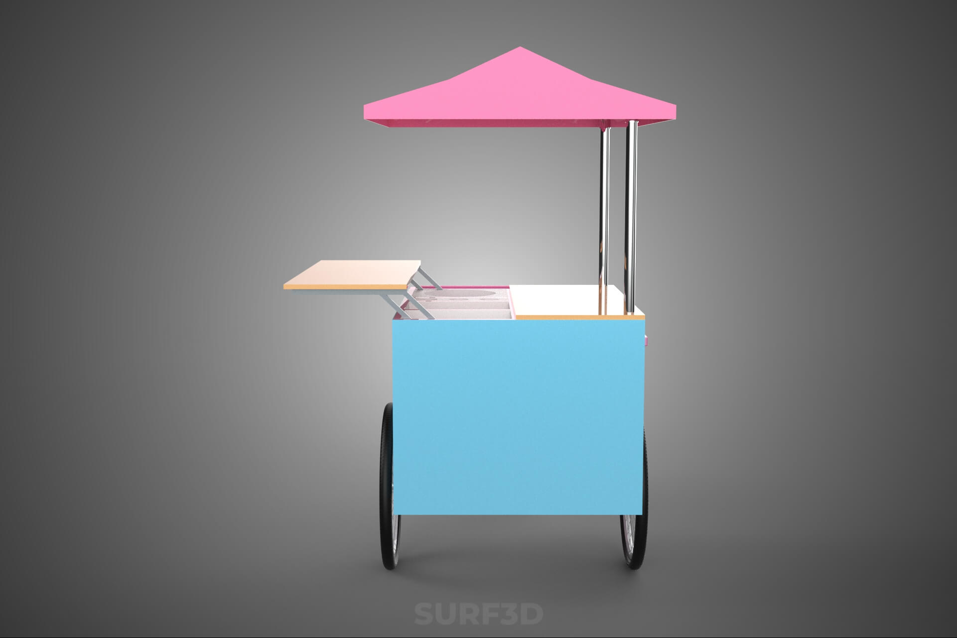 Mobile Ice Cream Bicycle Bike Tricycle Cart Street Vending 3D Model