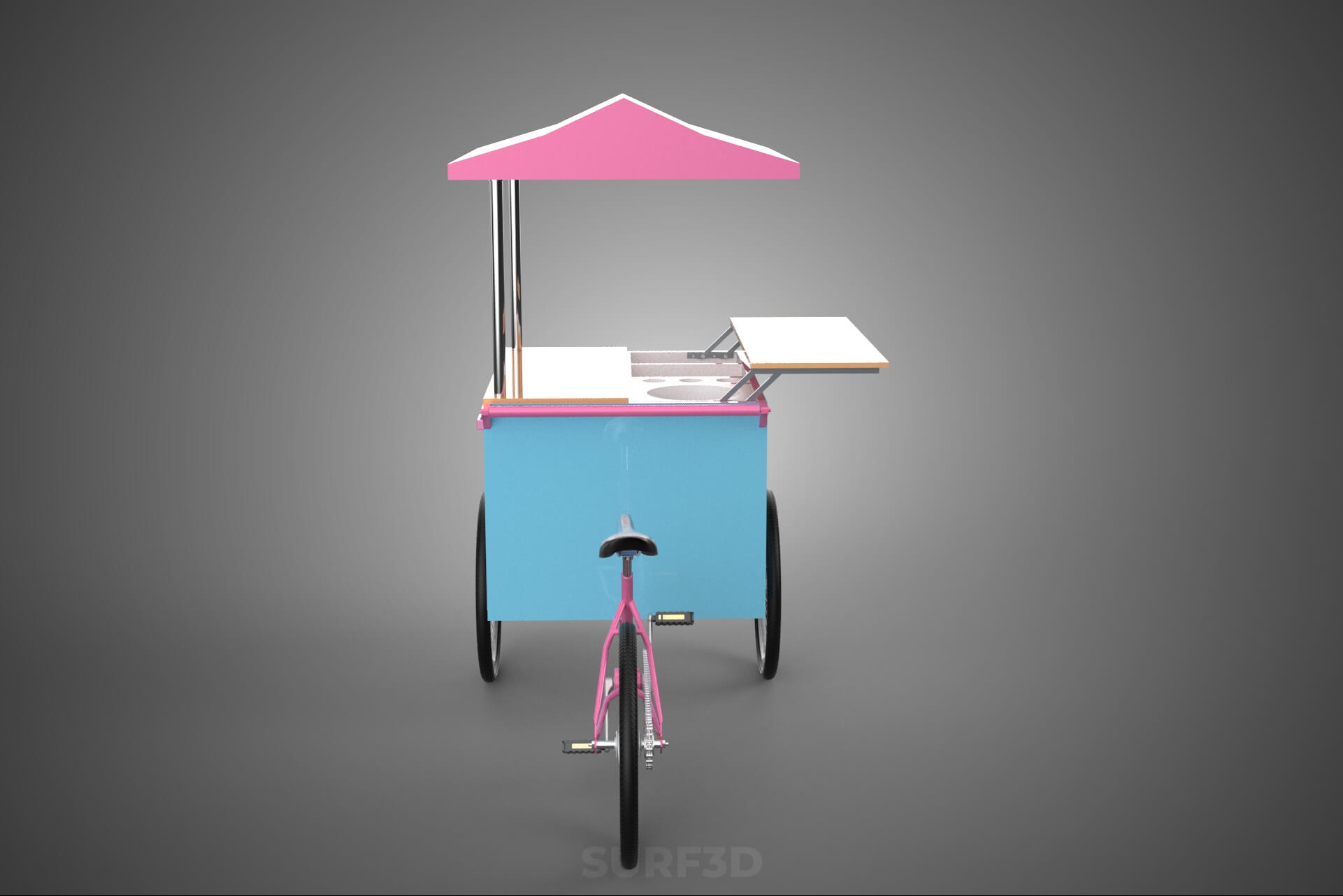 Mobile Ice Cream Bicycle Bike Tricycle Cart Street Vending 3D Model