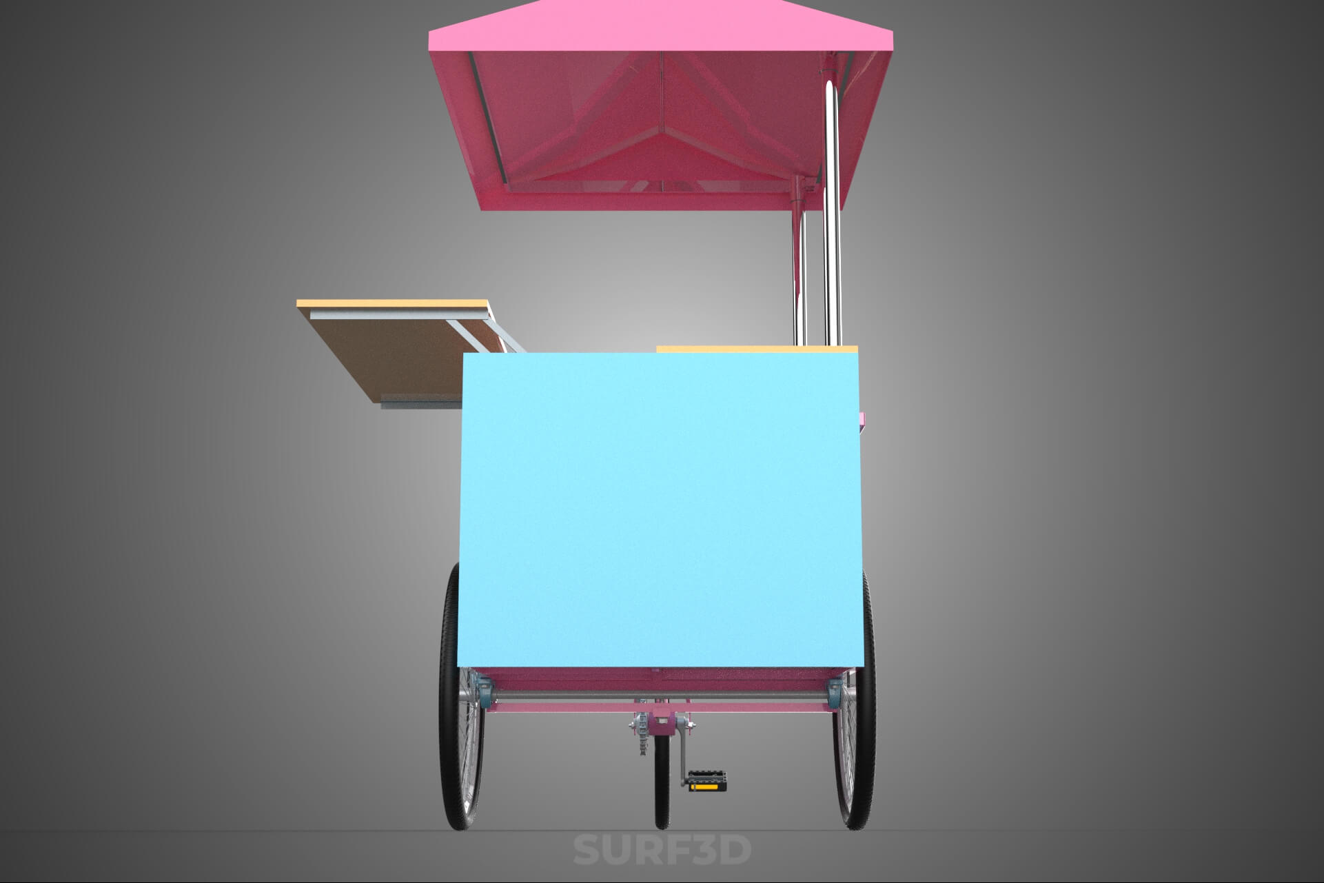 Mobile Ice Cream Bicycle Bike Tricycle Cart Street Vending 3D Model