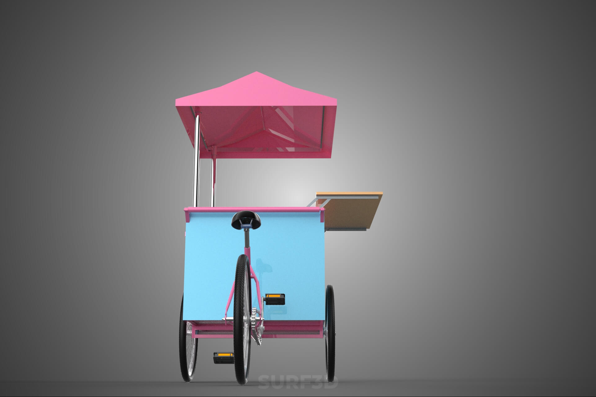 Mobile Ice Cream Bicycle Bike Tricycle Cart Street Vending 3D Model