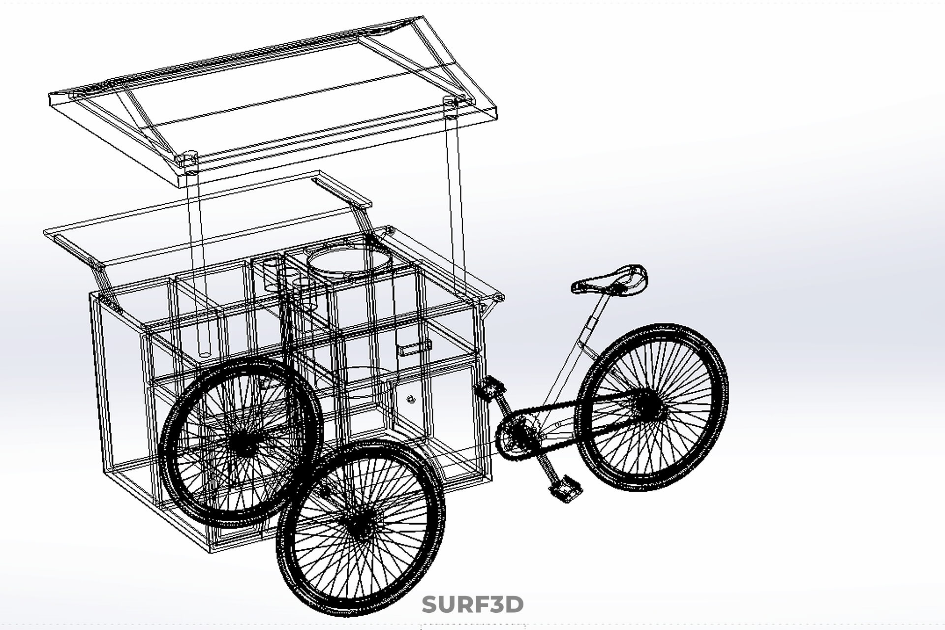 Mobile Ice Cream Bicycle Bike Tricycle Cart Street Vending 3D Model