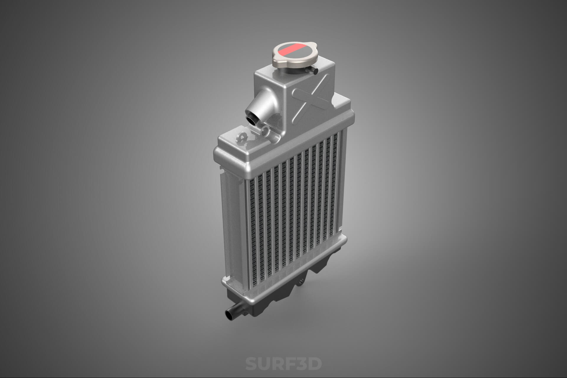 Motorbike Radiator Fin Vehicle Engine Liquid Cooling System 3D Model