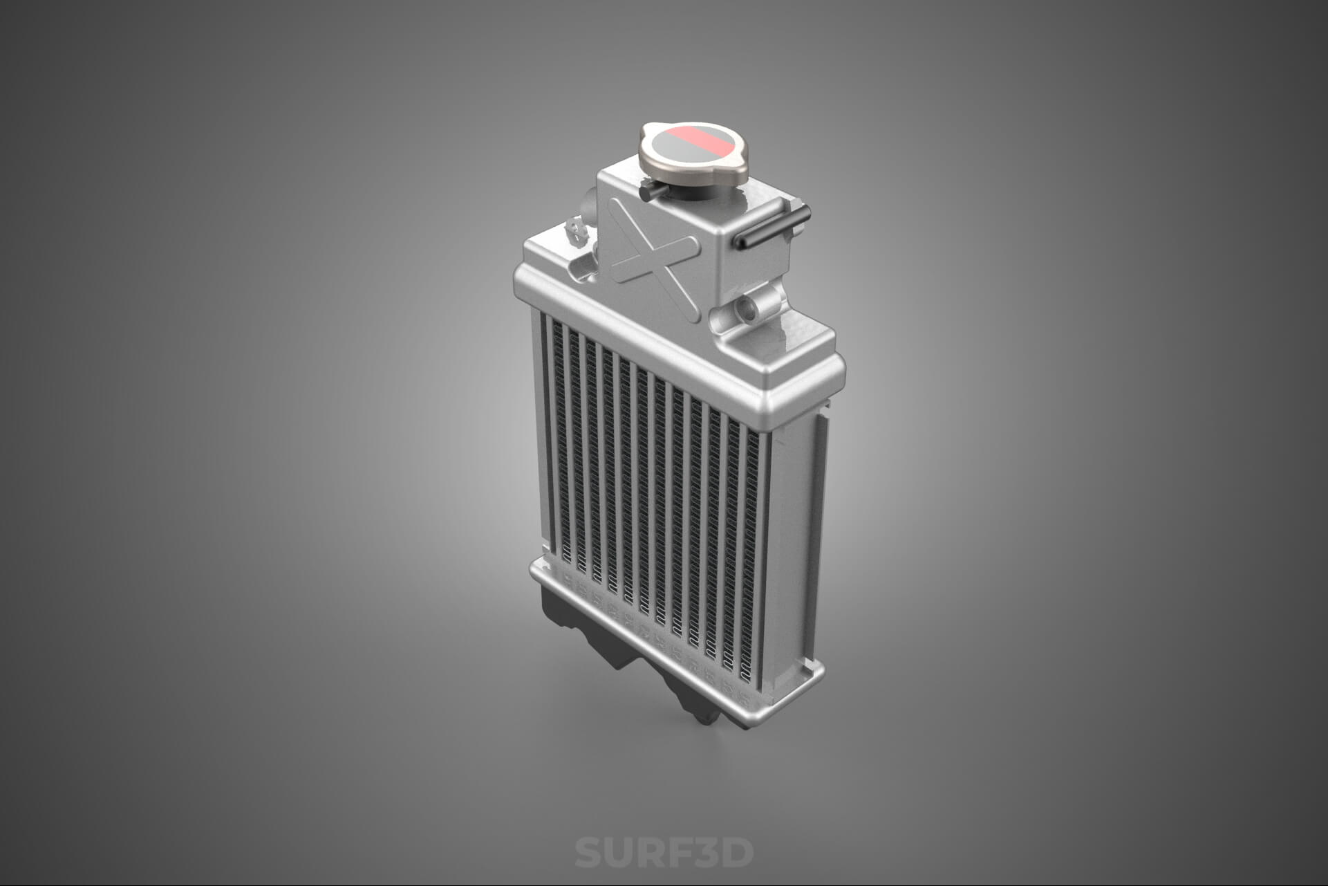 Motorbike Radiator Fin Vehicle Engine Liquid Cooling System 3D Model