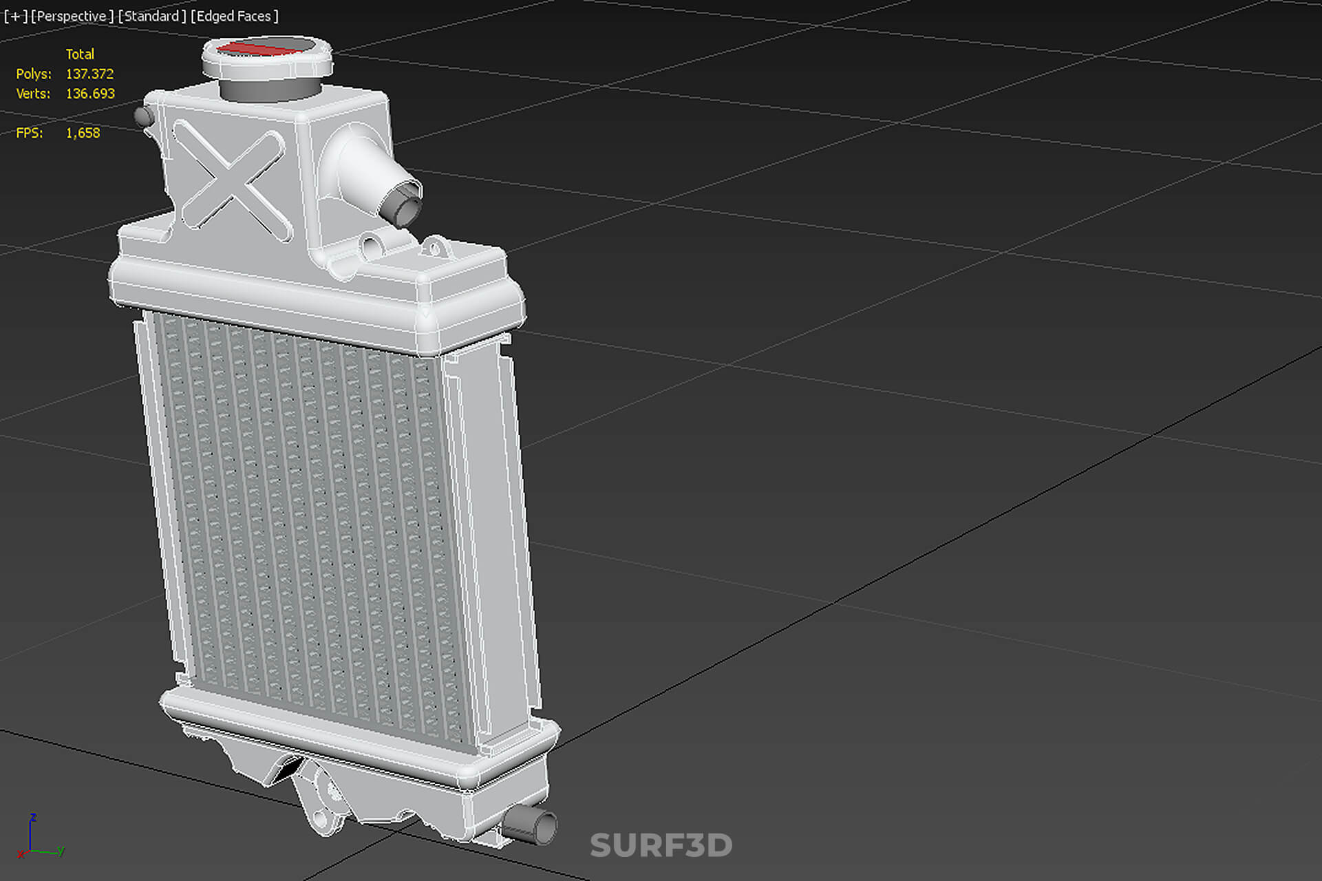 Motorbike Radiator Fin Vehicle Engine Liquid Cooling System 3D Model
