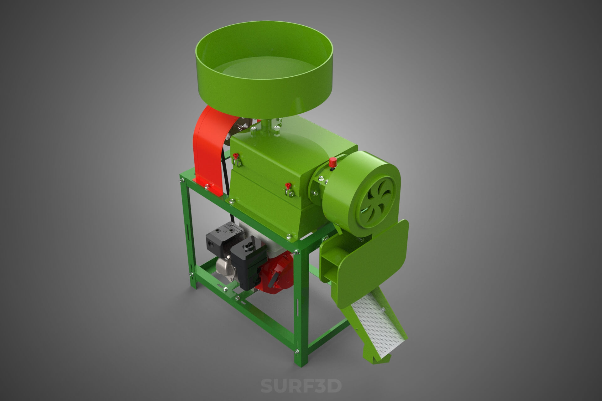Paddy Rice Mill Milling Peeler Husk Huller Polisher Machine 3D Model