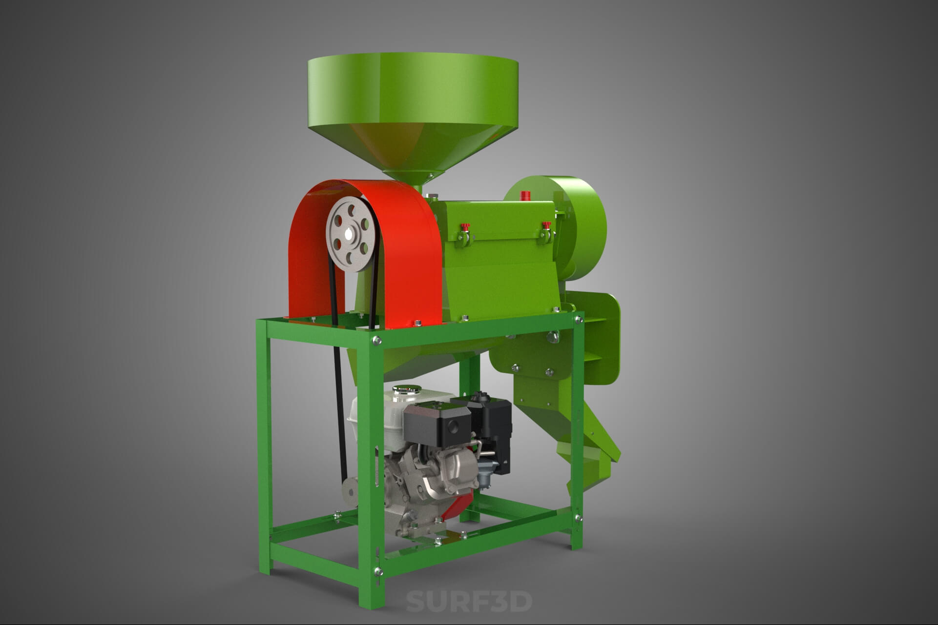 Paddy Rice Mill Milling Peeler Husk Huller Polisher Machine 3D Model