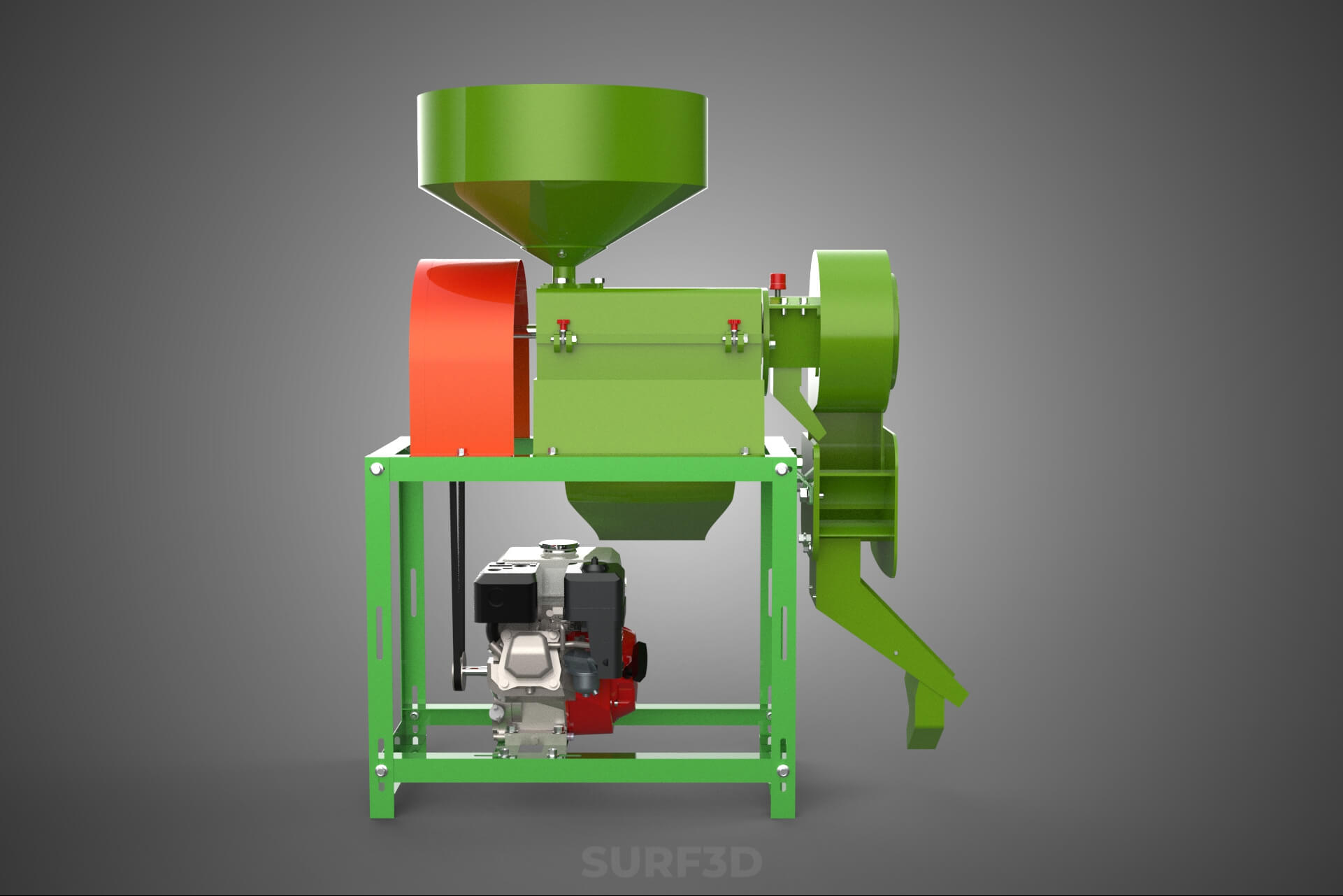 Paddy Rice Mill Milling Peeler Husk Huller Polisher Machine 3D Model