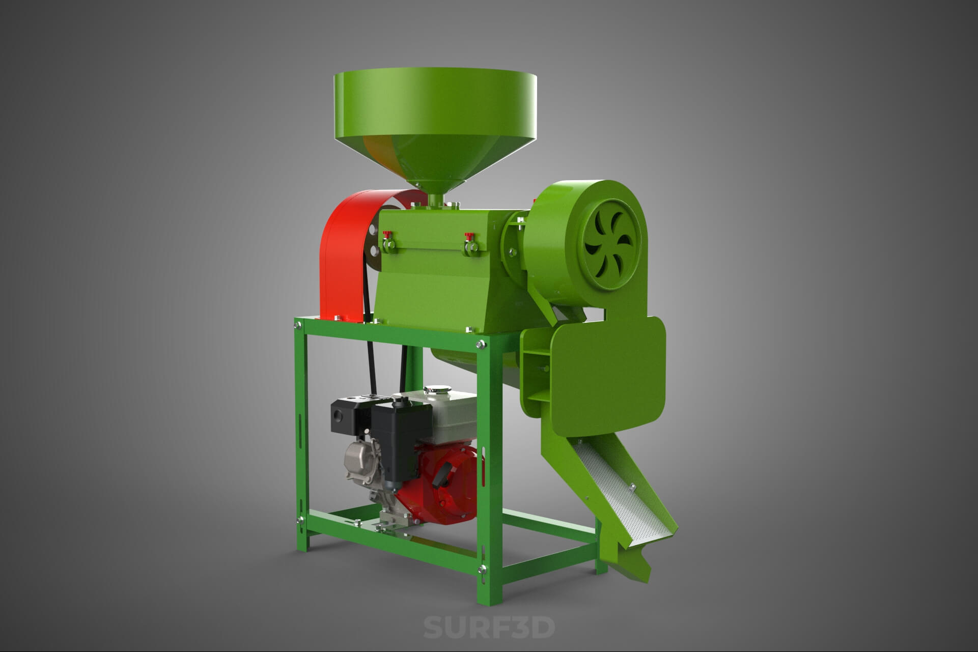 Paddy Rice Mill Milling Peeler Husk Huller Polisher Machine 3D Model