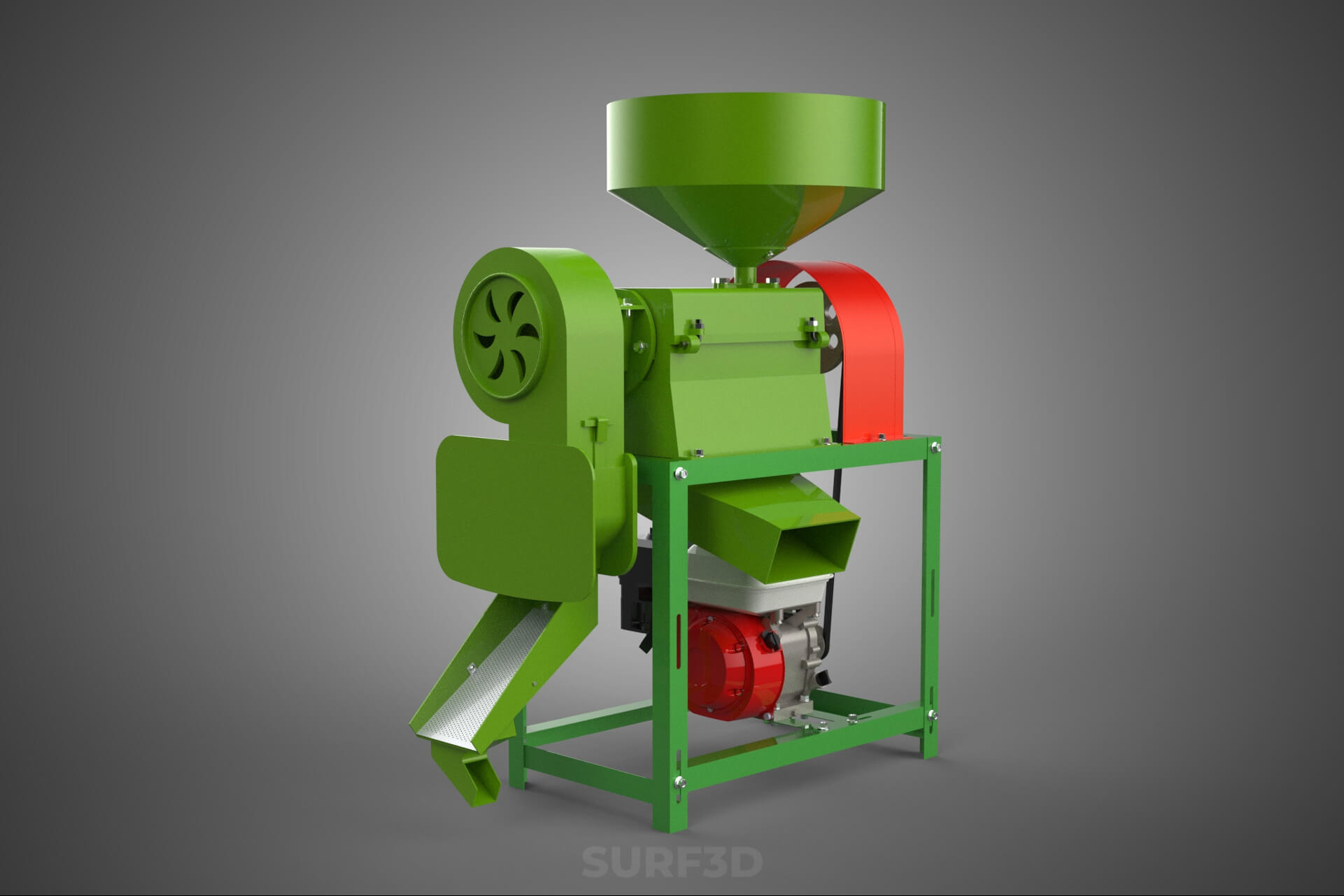 Paddy Rice Mill Milling Peeler Husk Huller Polisher Machine 3D Model