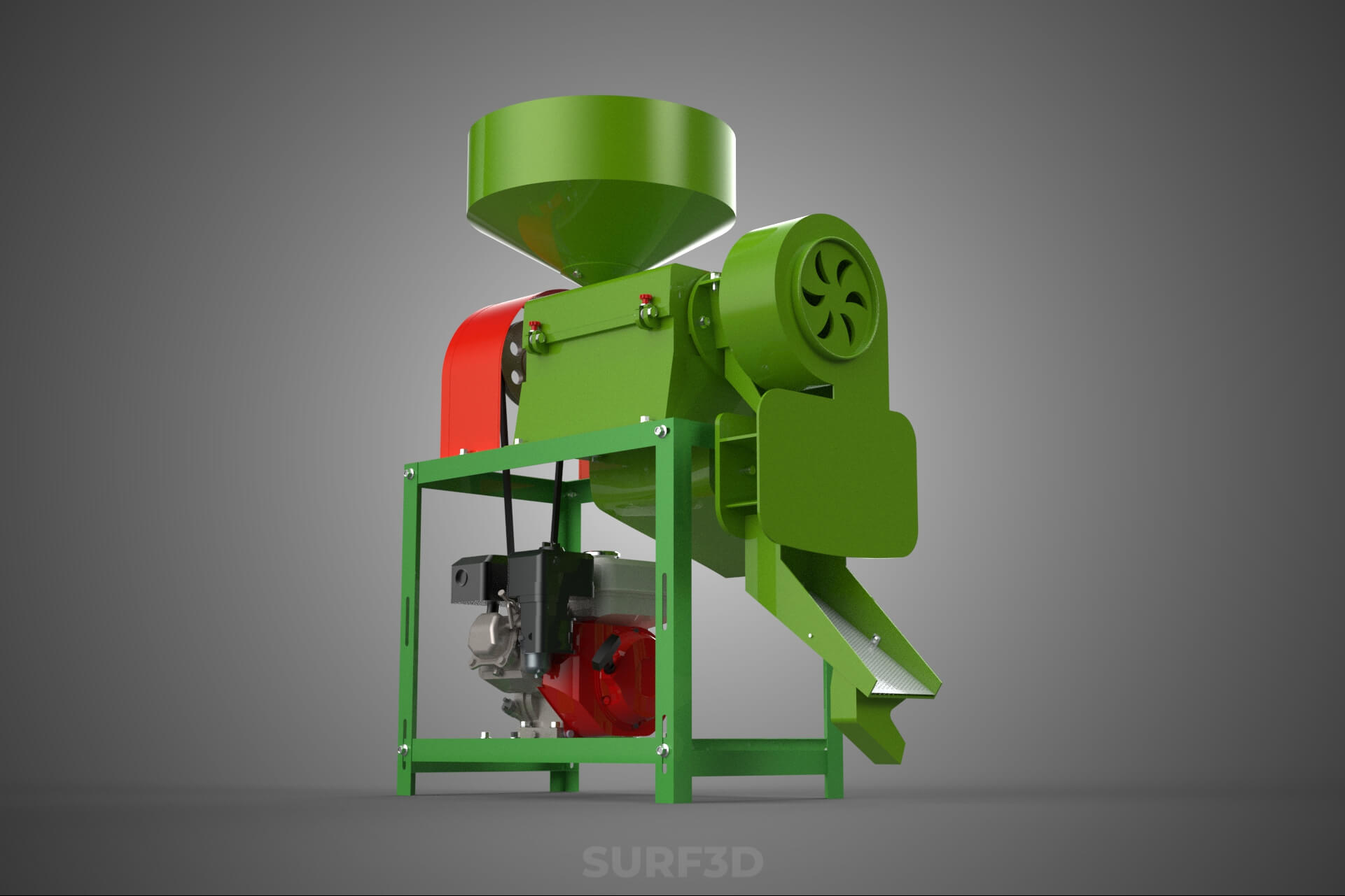 Paddy Rice Mill Milling Peeler Husk Huller Polisher Machine 3D Model