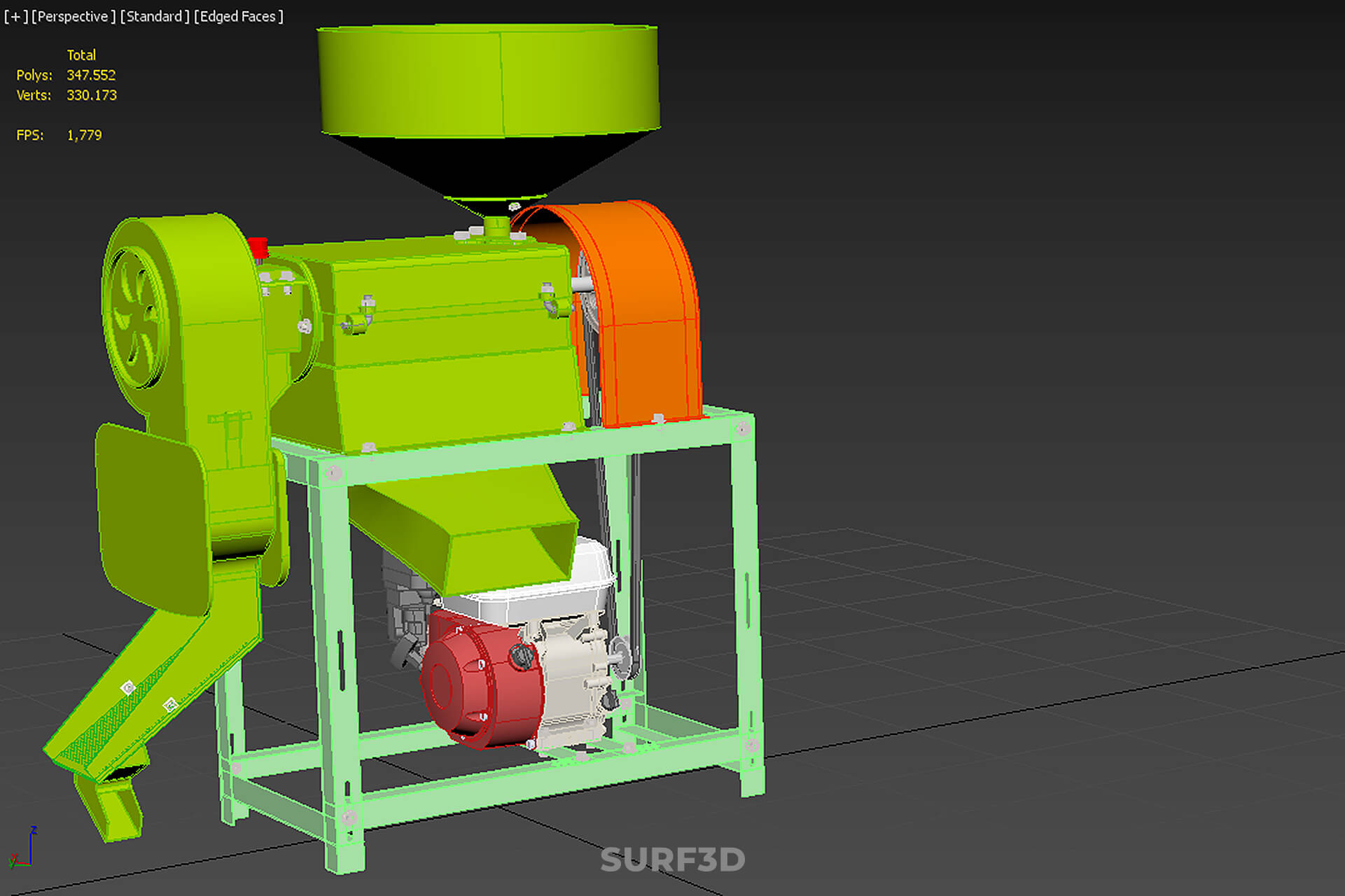 Paddy Rice Mill Milling Peeler Husk Huller Polisher Machine 3D Model