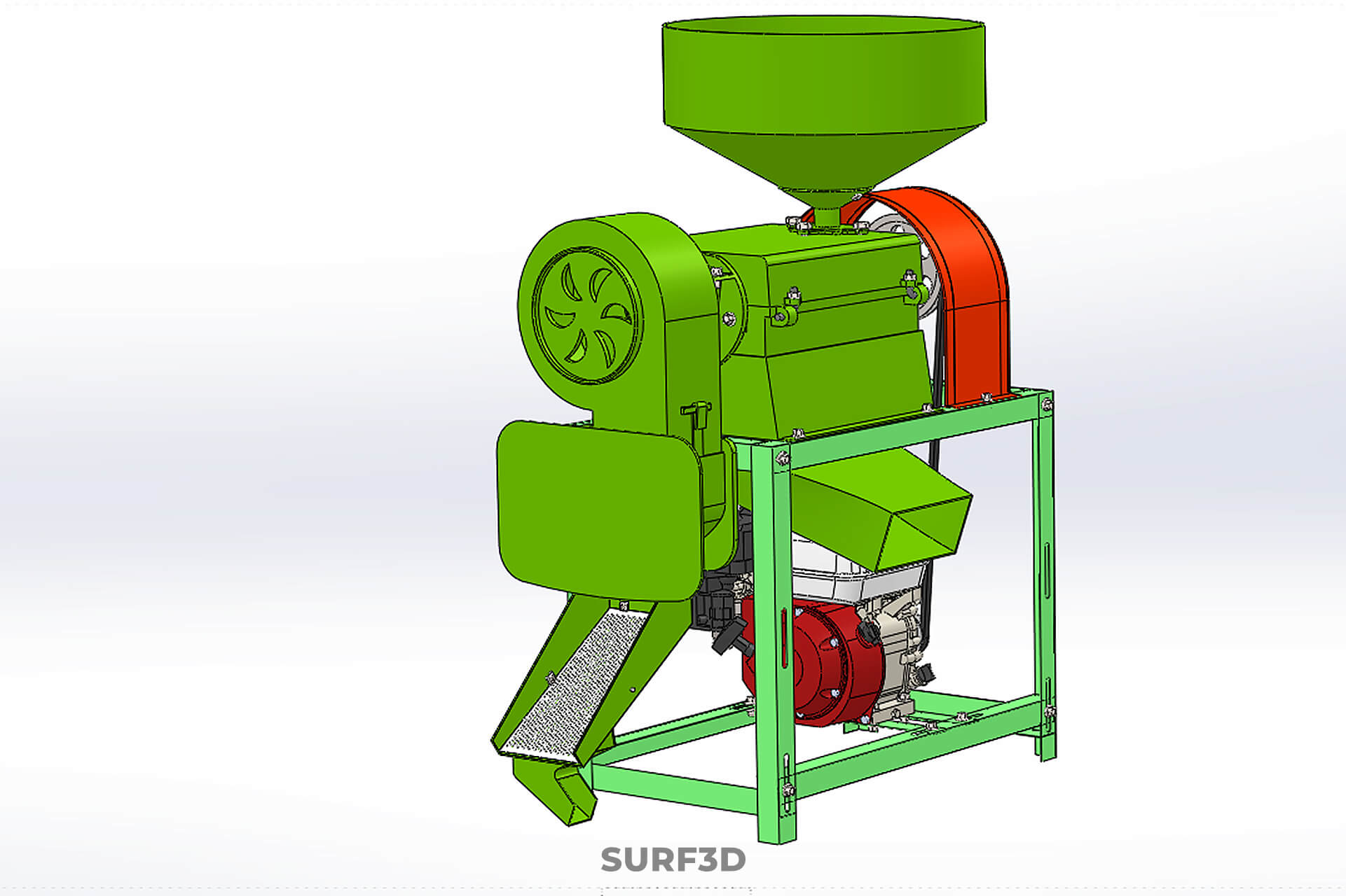 Paddy Rice Mill Milling Peeler Husk Huller Polisher Machine 3D Model