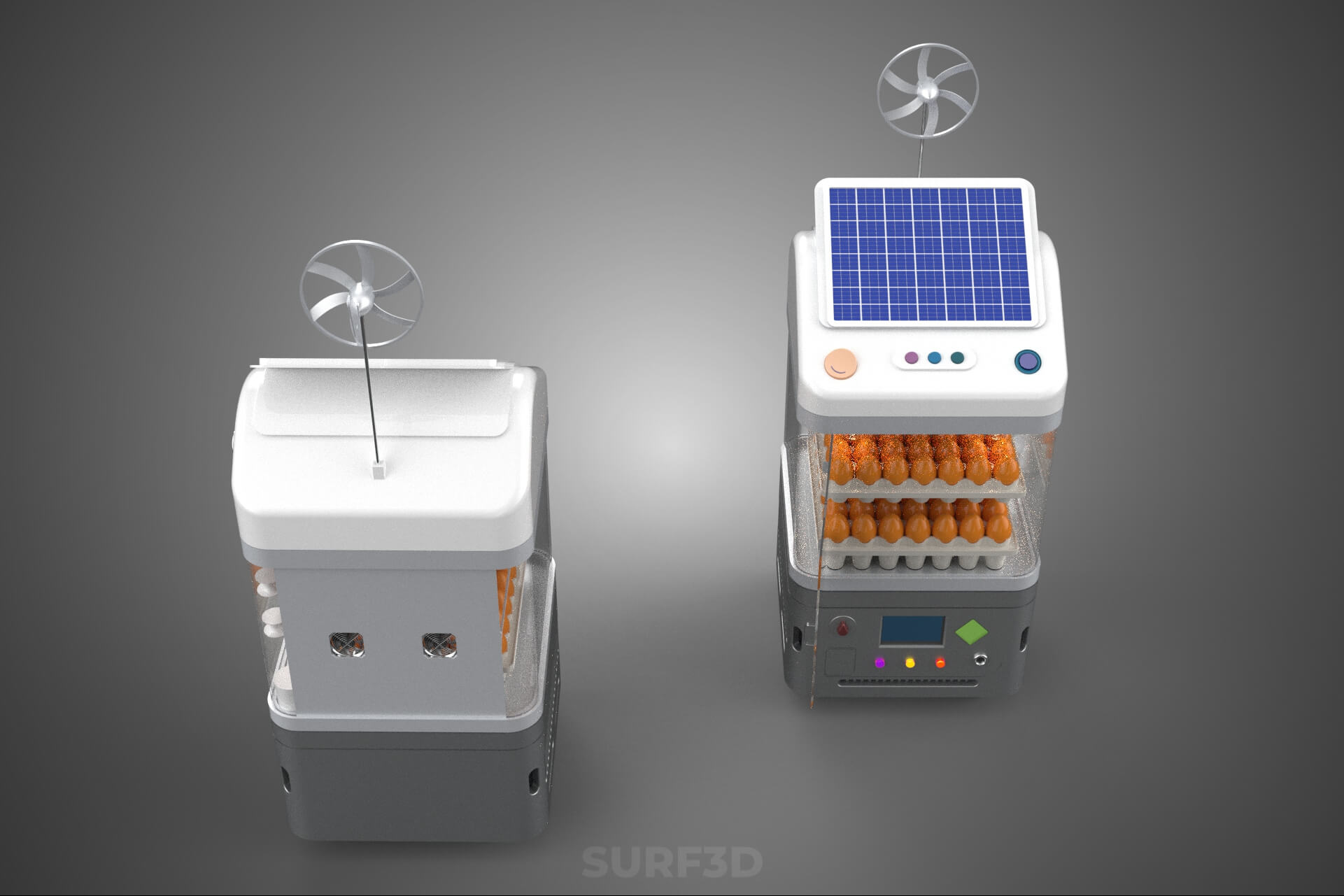 Smart Egg Incubator Hatcher Machine Solar Wind Power Farming 3D Model