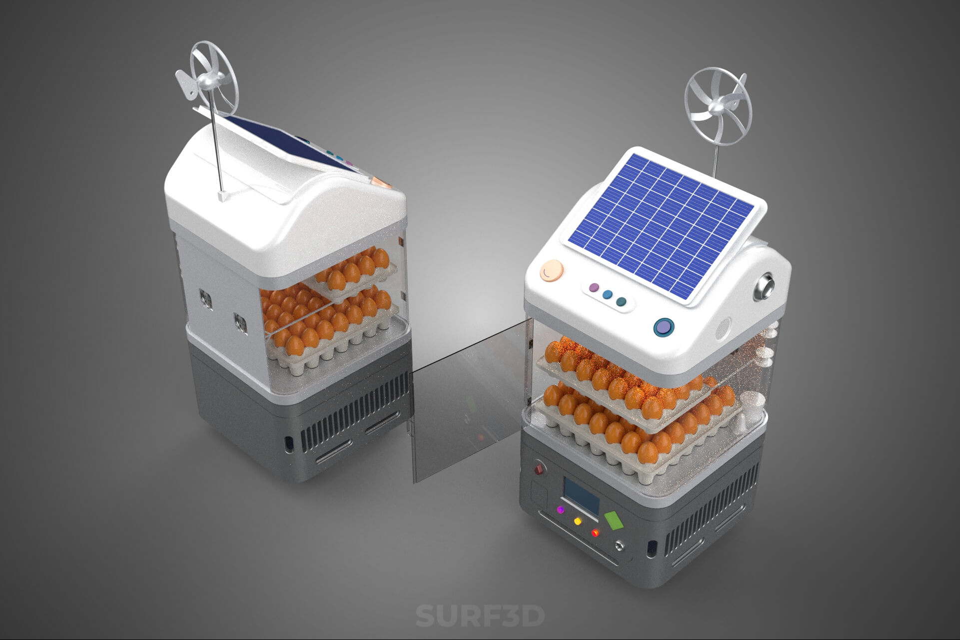 Smart Egg Incubator Hatcher Machine Solar Wind Power Farming 3D Model