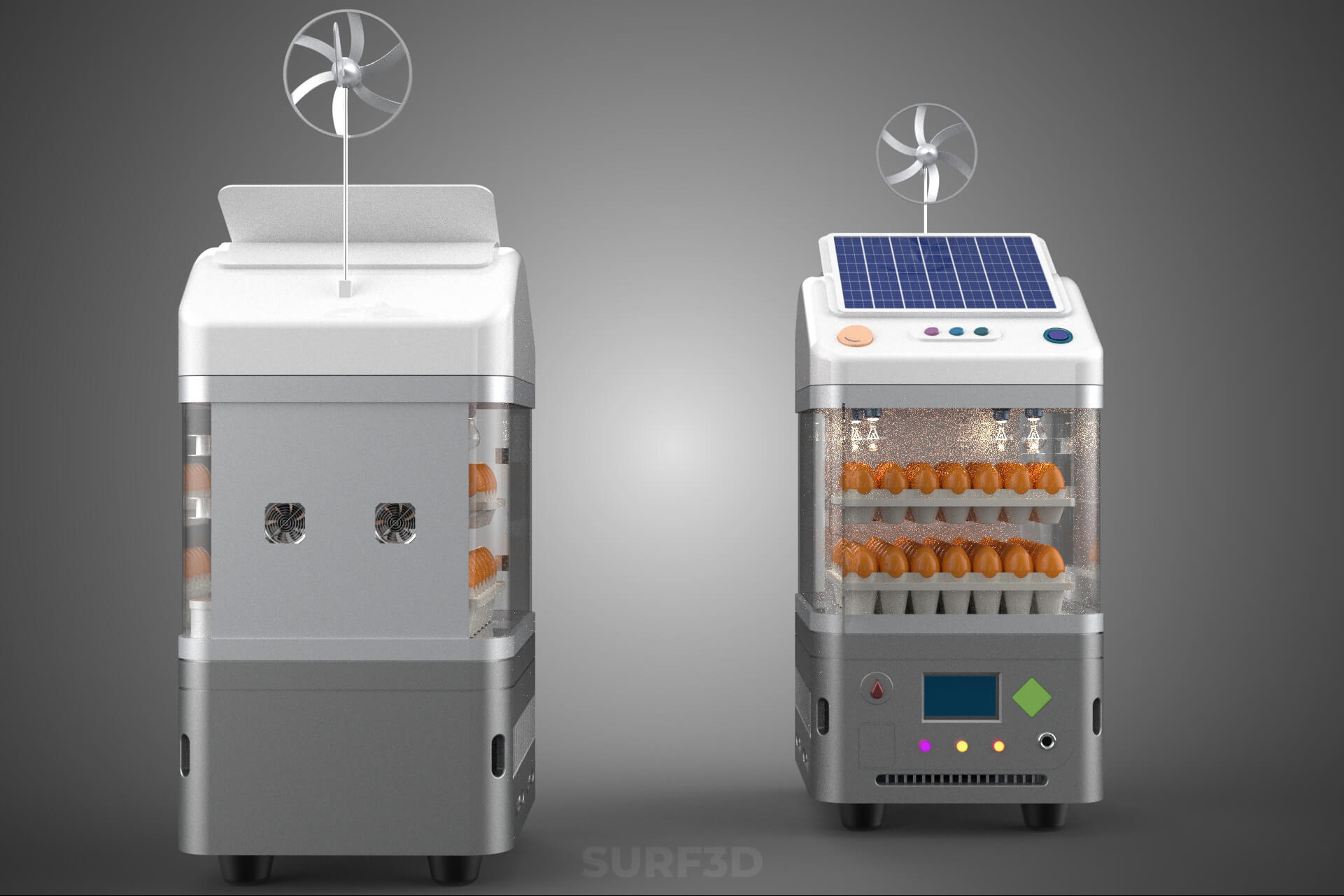 Smart Egg Incubator Hatcher Machine Solar Wind Power Farming 3D Model