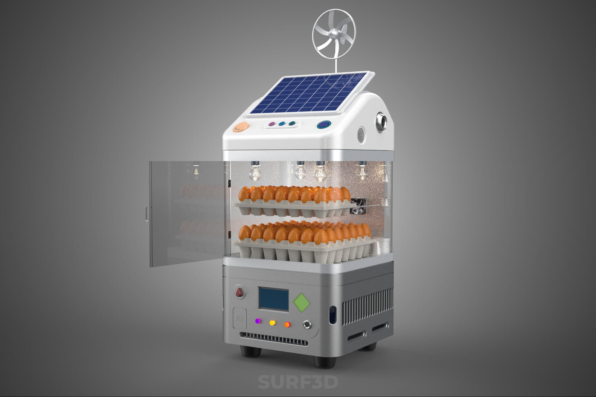 Smart Egg Incubator Hatcher Machine Solar Wind Power Farming 3D Model