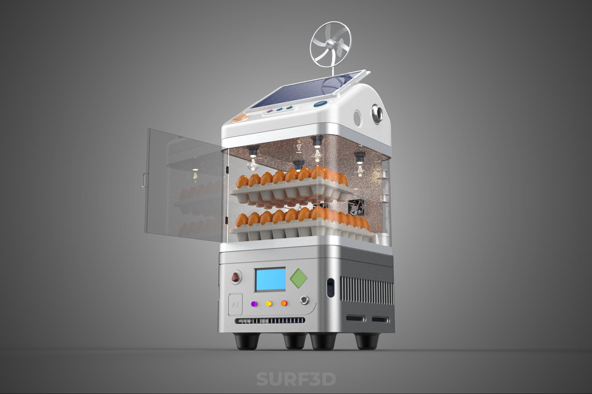 Smart Egg Incubator Hatcher Machine Solar Wind Power Farming 3D Model