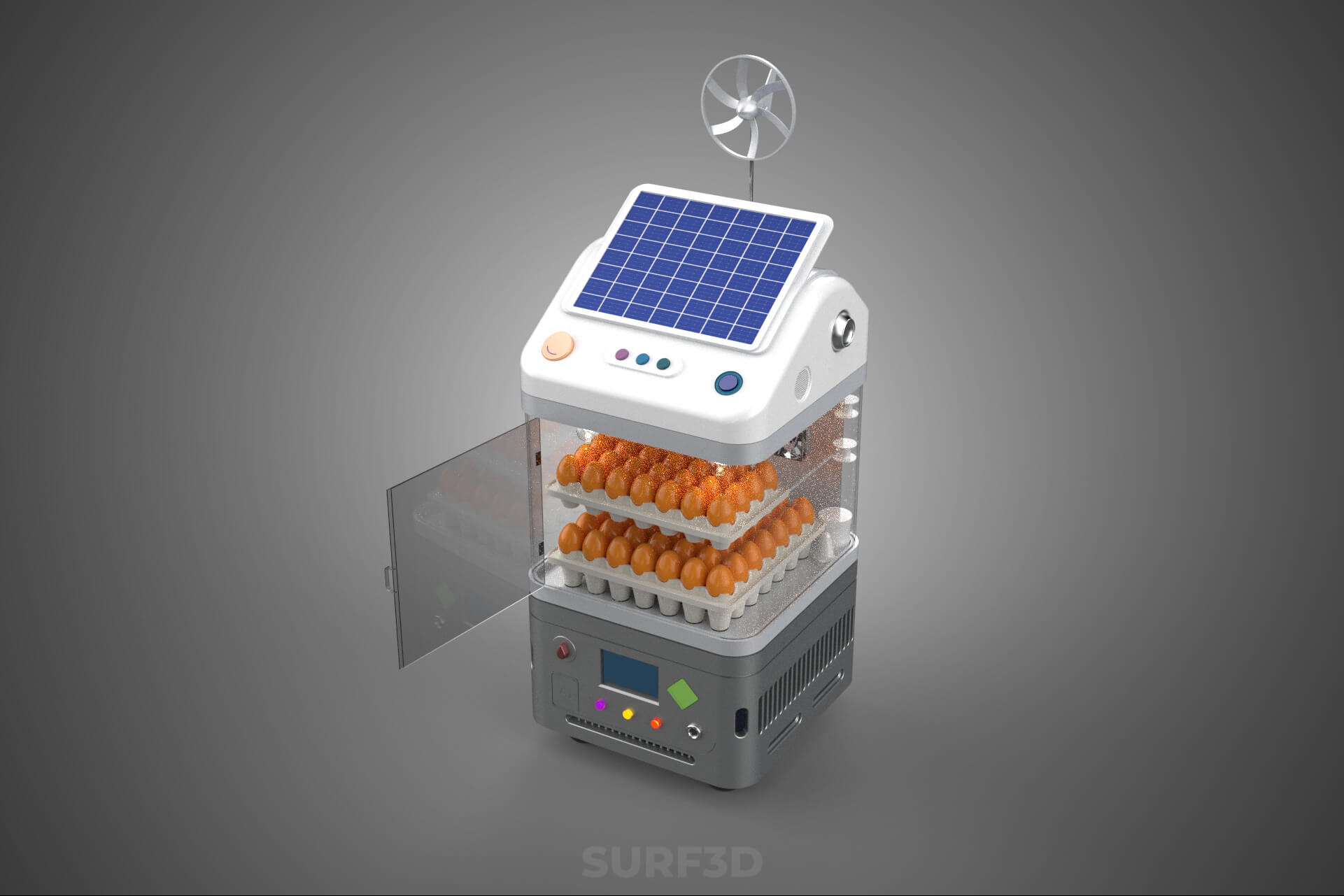 Smart Egg Incubator Hatcher Machine Solar Wind Power Farming 3D Model