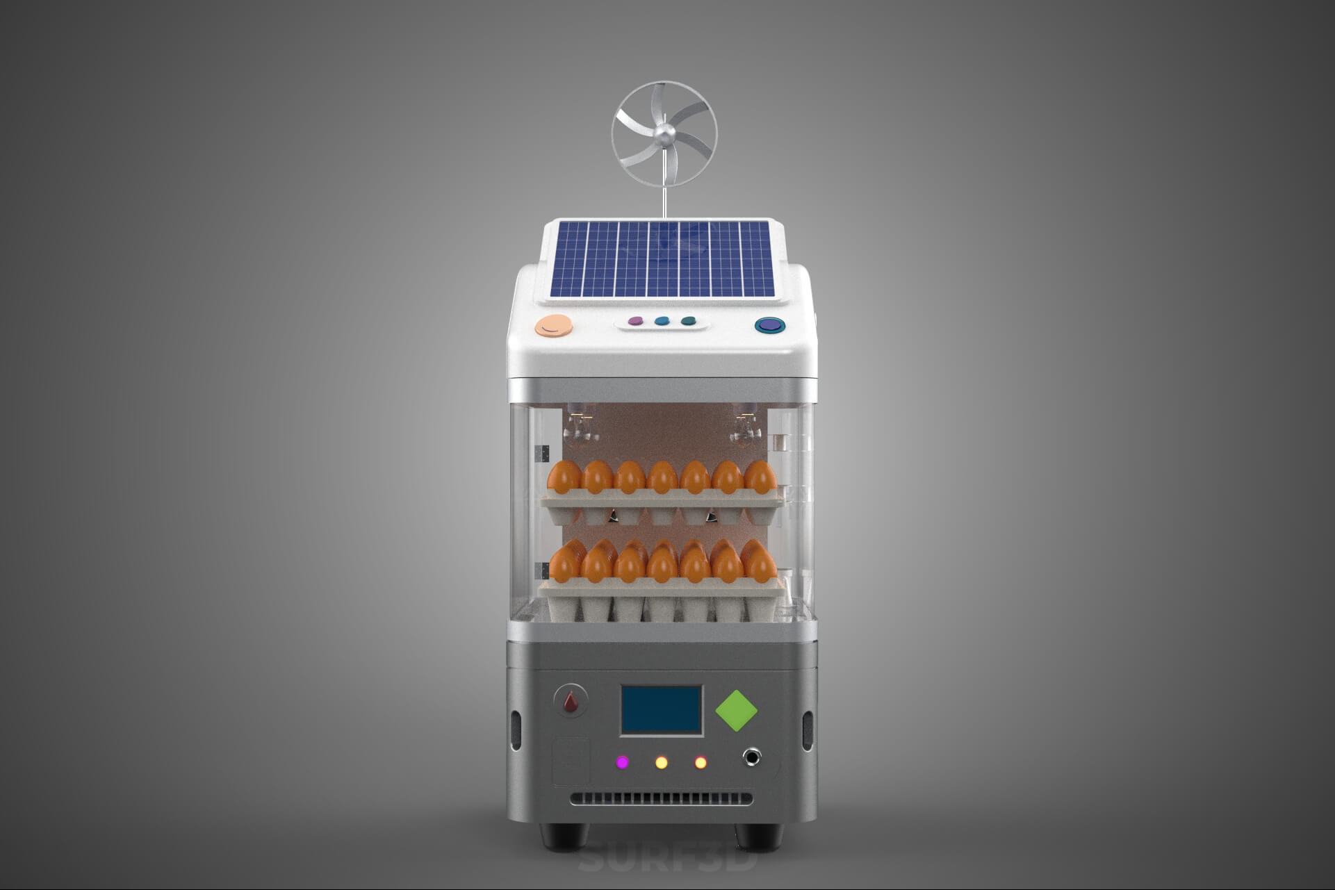 Smart Egg Incubator Hatcher Machine Solar Wind Power Farming 3D Model