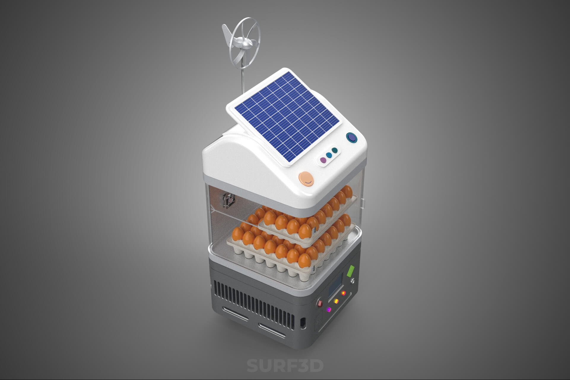Smart Egg Incubator Hatcher Machine Solar Wind Power Farming 3D Model