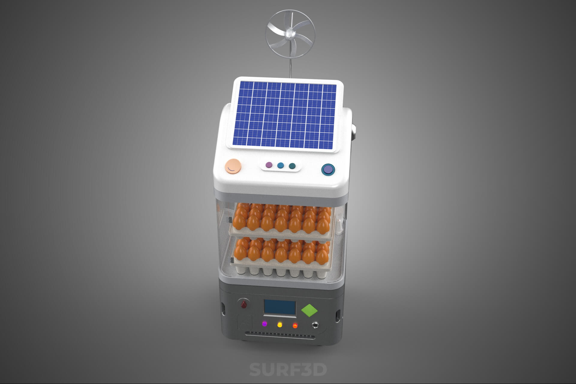 Smart Egg Incubator Hatcher Machine Solar Wind Power Farming 3D Model