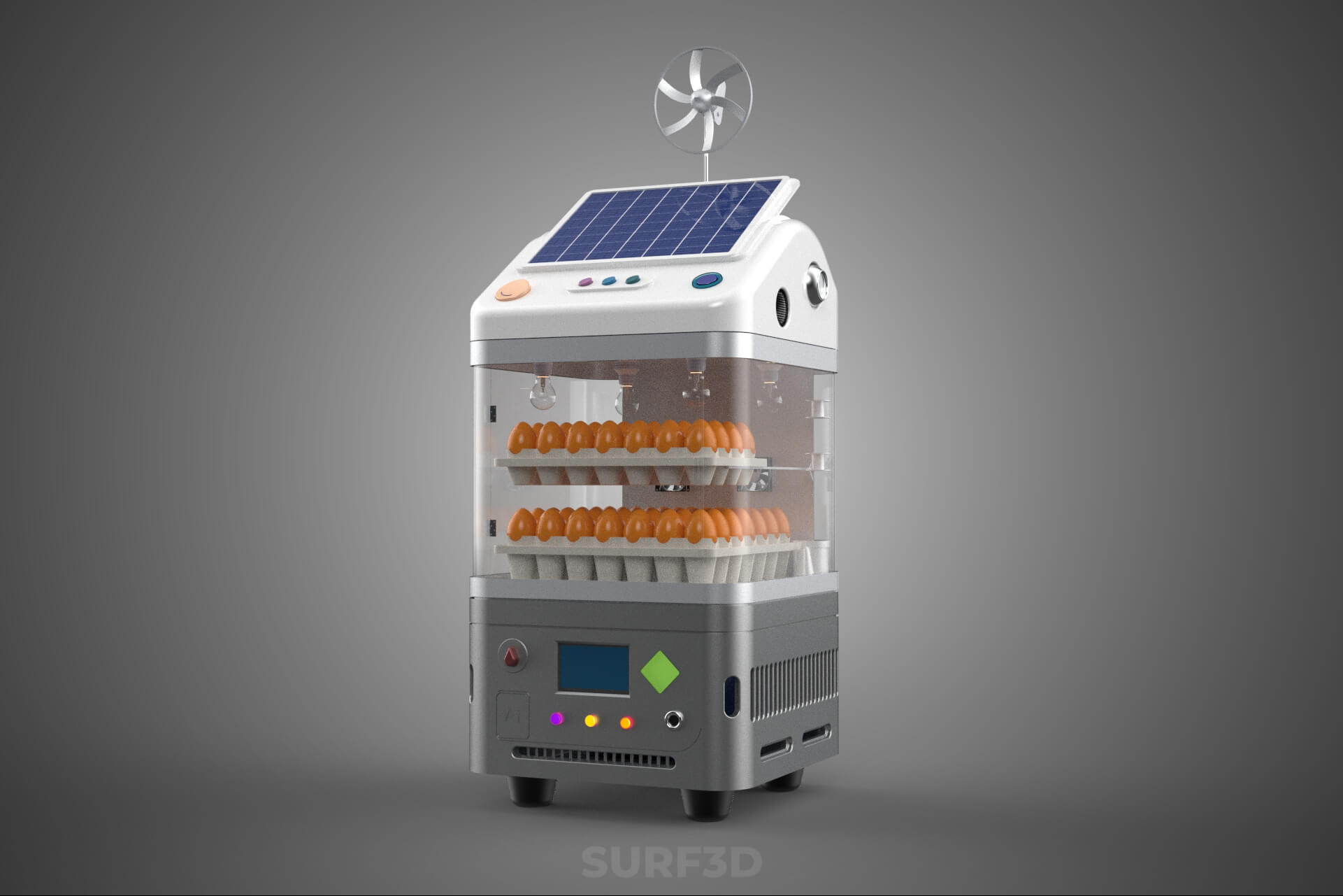 Smart Egg Incubator Hatcher Machine Solar Wind Power Farming 3D Model
