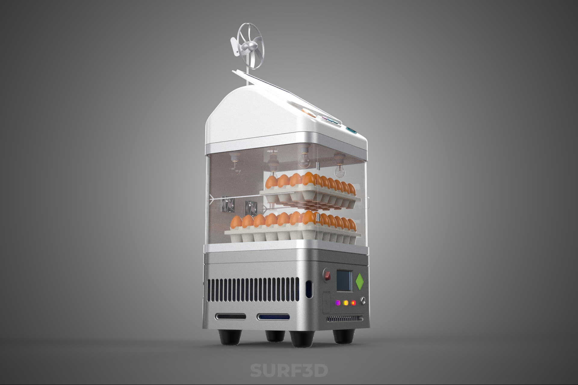 Smart Egg Incubator Hatcher Machine Solar Wind Power Farming 3D Model