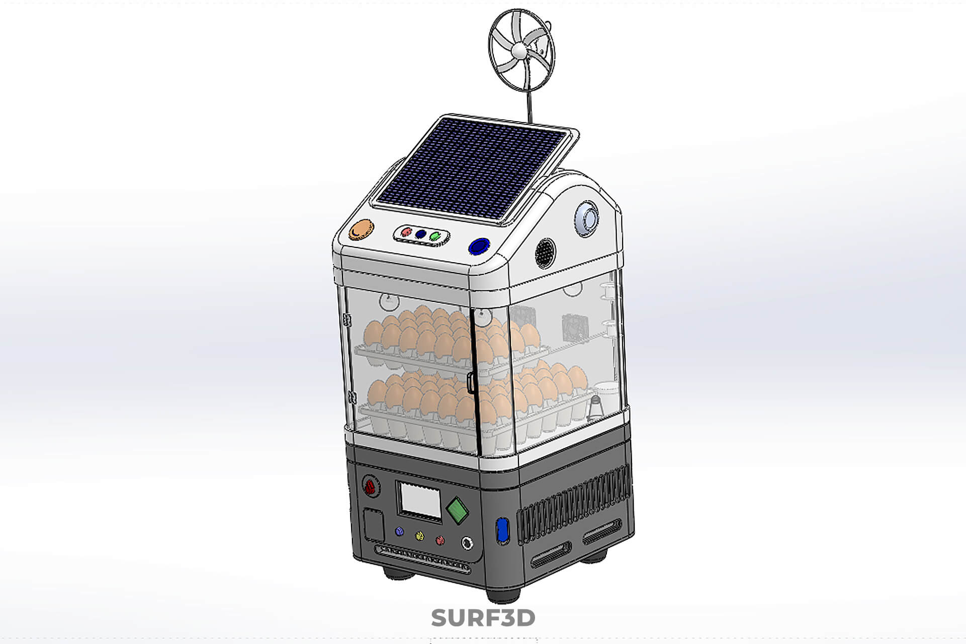 Smart Egg Incubator Hatcher Machine Solar Wind Power Farming 3D Model