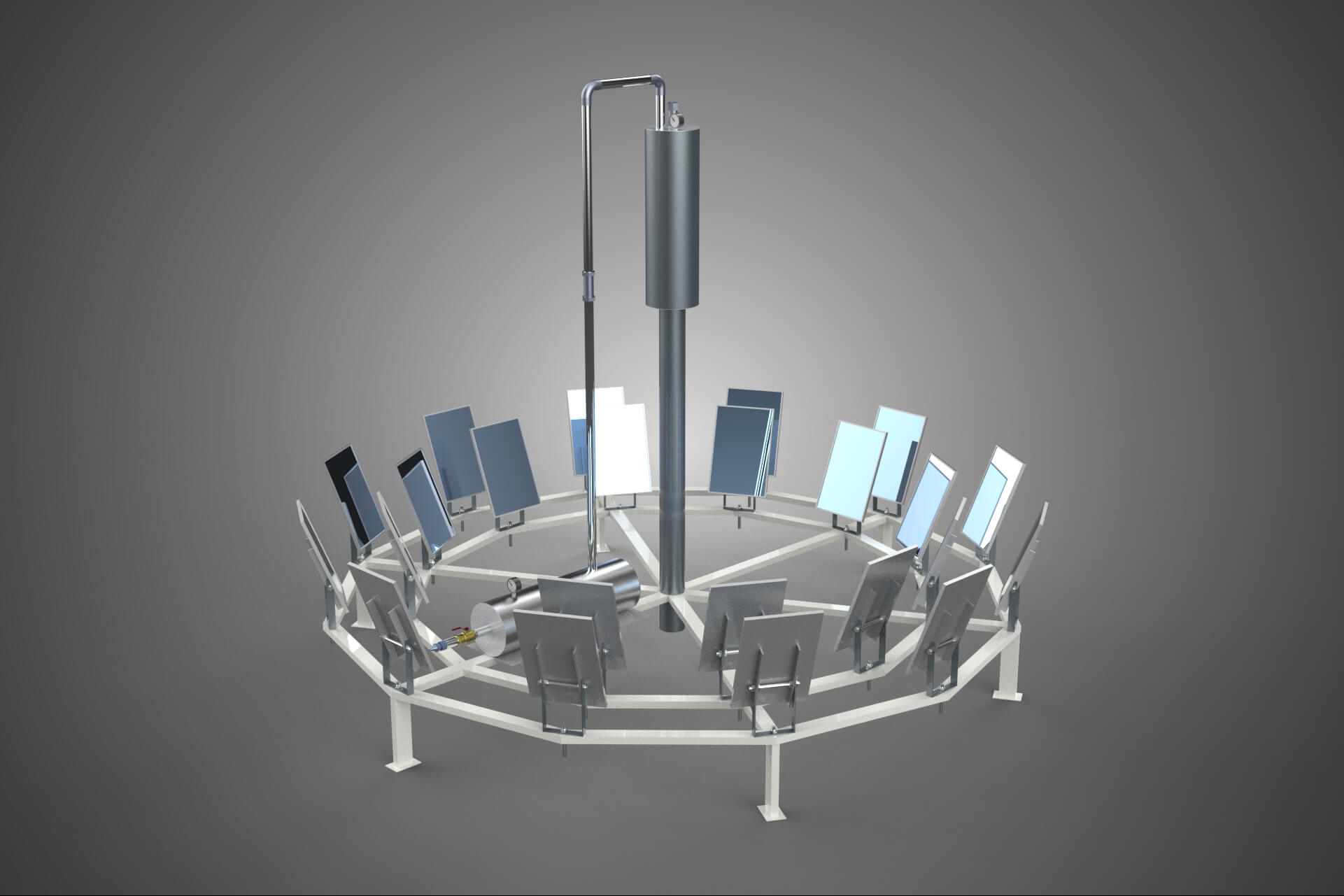 Solar Power Tower Thermal Energy Plant Heliostat Mirror Sun 3D Model