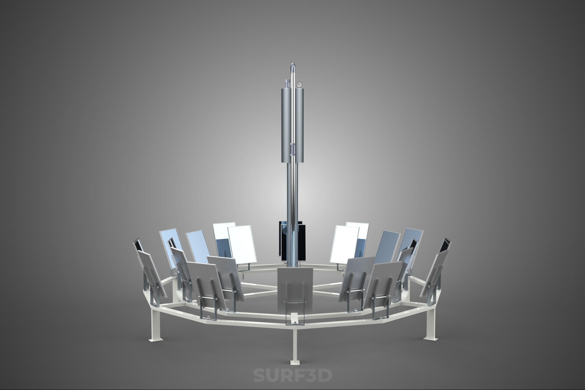 Solar Power Tower Thermal Energy Plant Heliostat Mirror Sun 3D Model