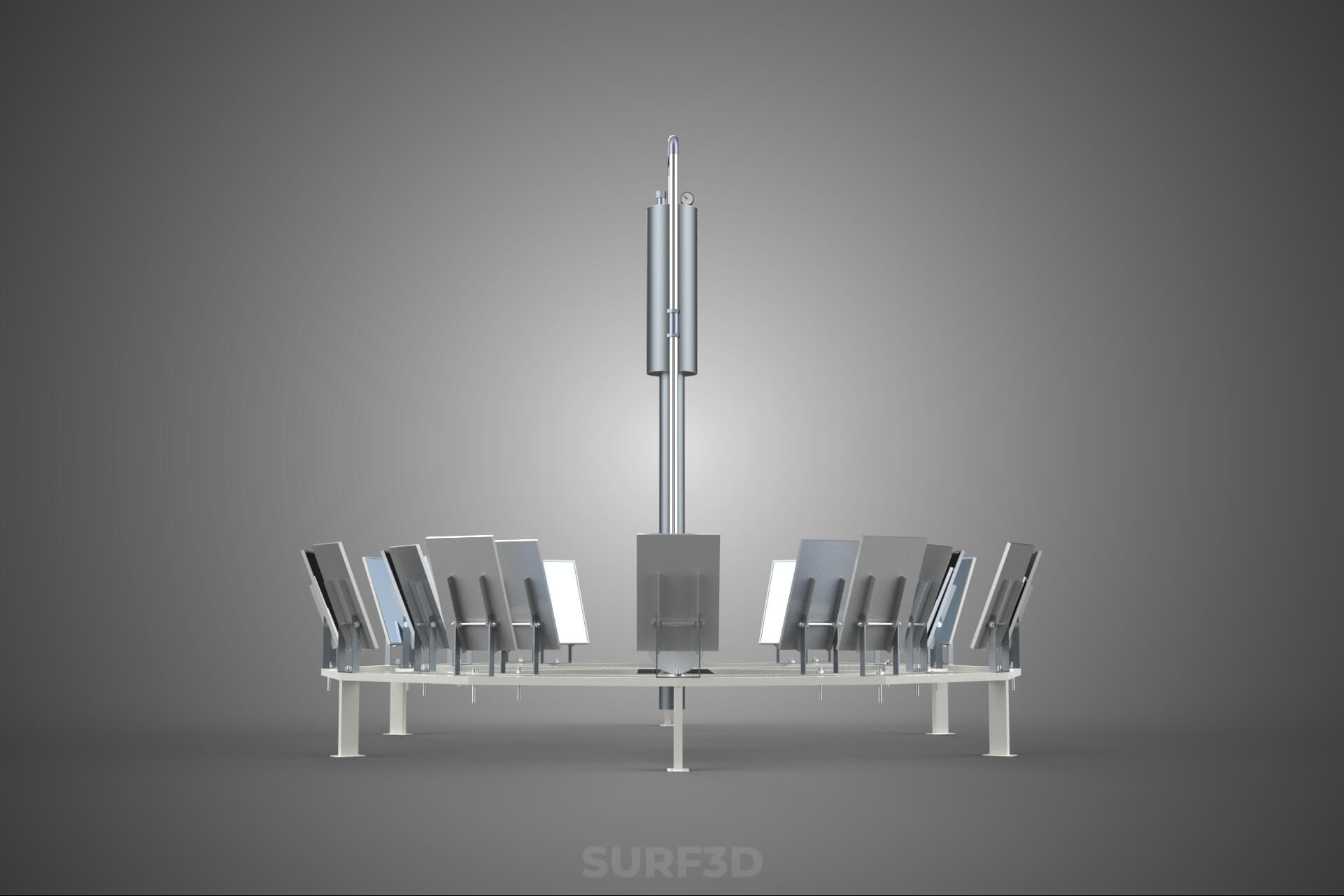 Solar Power Tower Thermal Energy Plant Heliostat Mirror Sun 3D Model