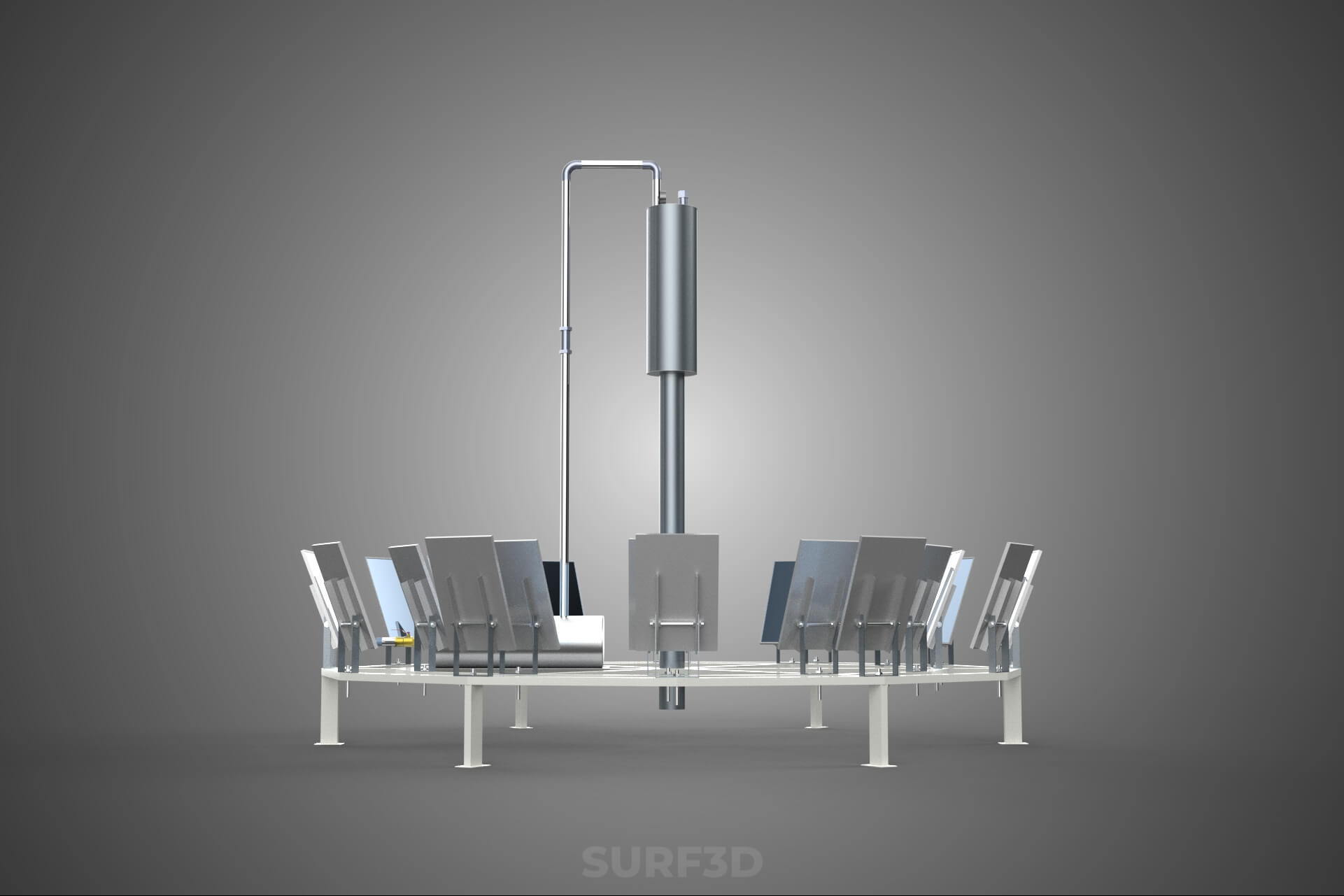 Solar Power Tower Thermal Energy Plant Heliostat Mirror Sun 3D Model