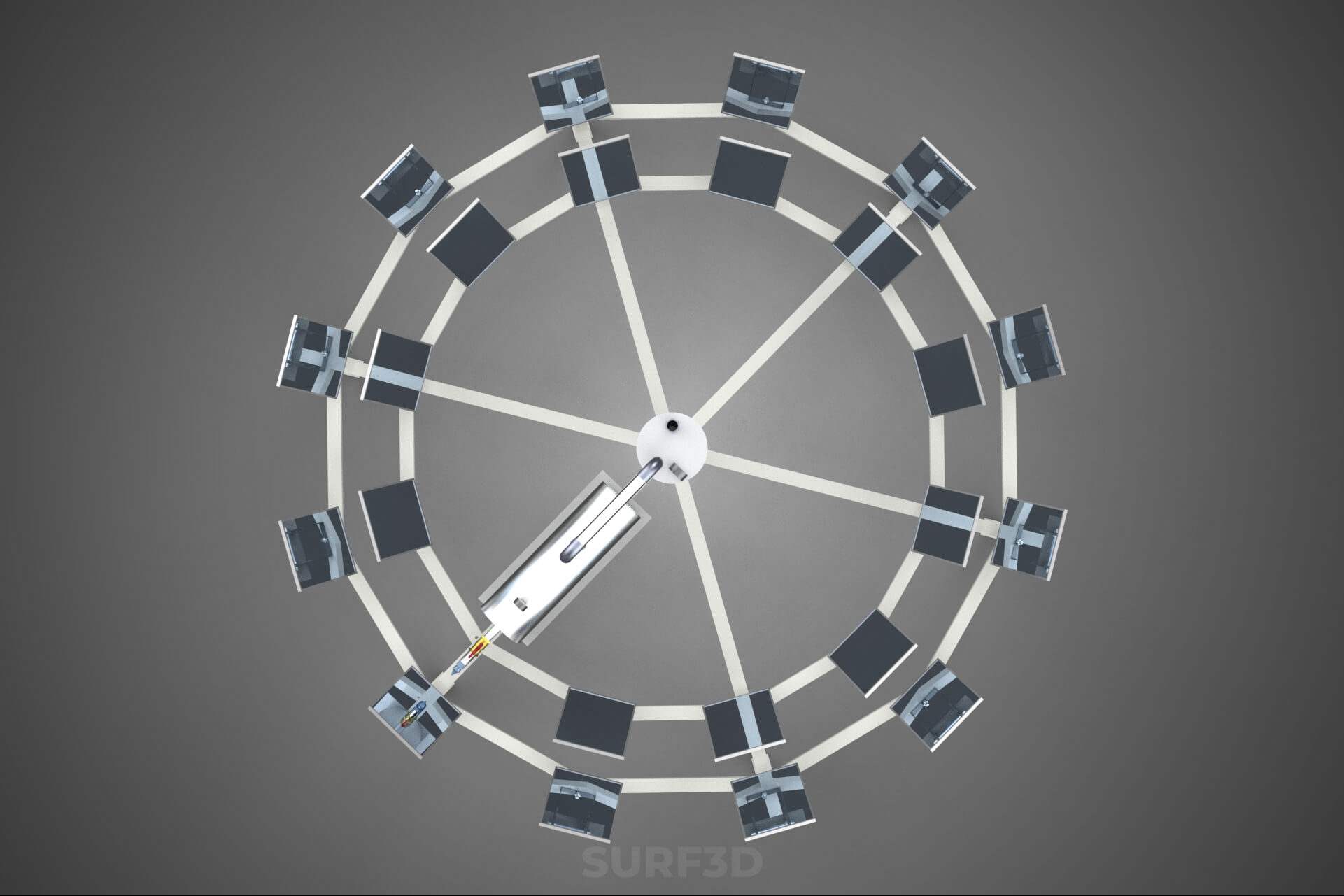 Solar Power Tower Thermal Energy Plant Heliostat Mirror Sun 3D Model