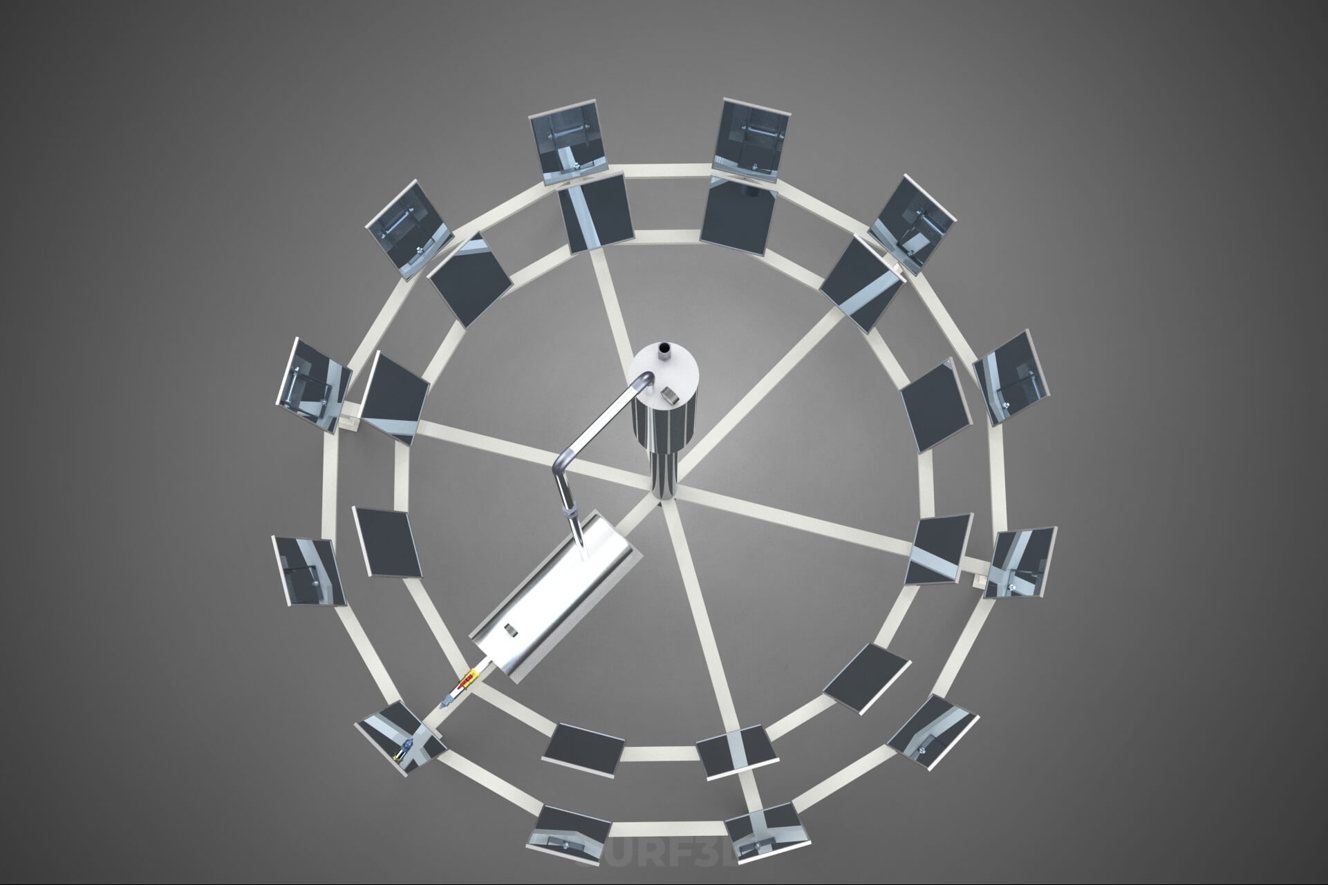 Solar Power Tower Thermal Energy Plant Heliostat Mirror Sun 3D Model