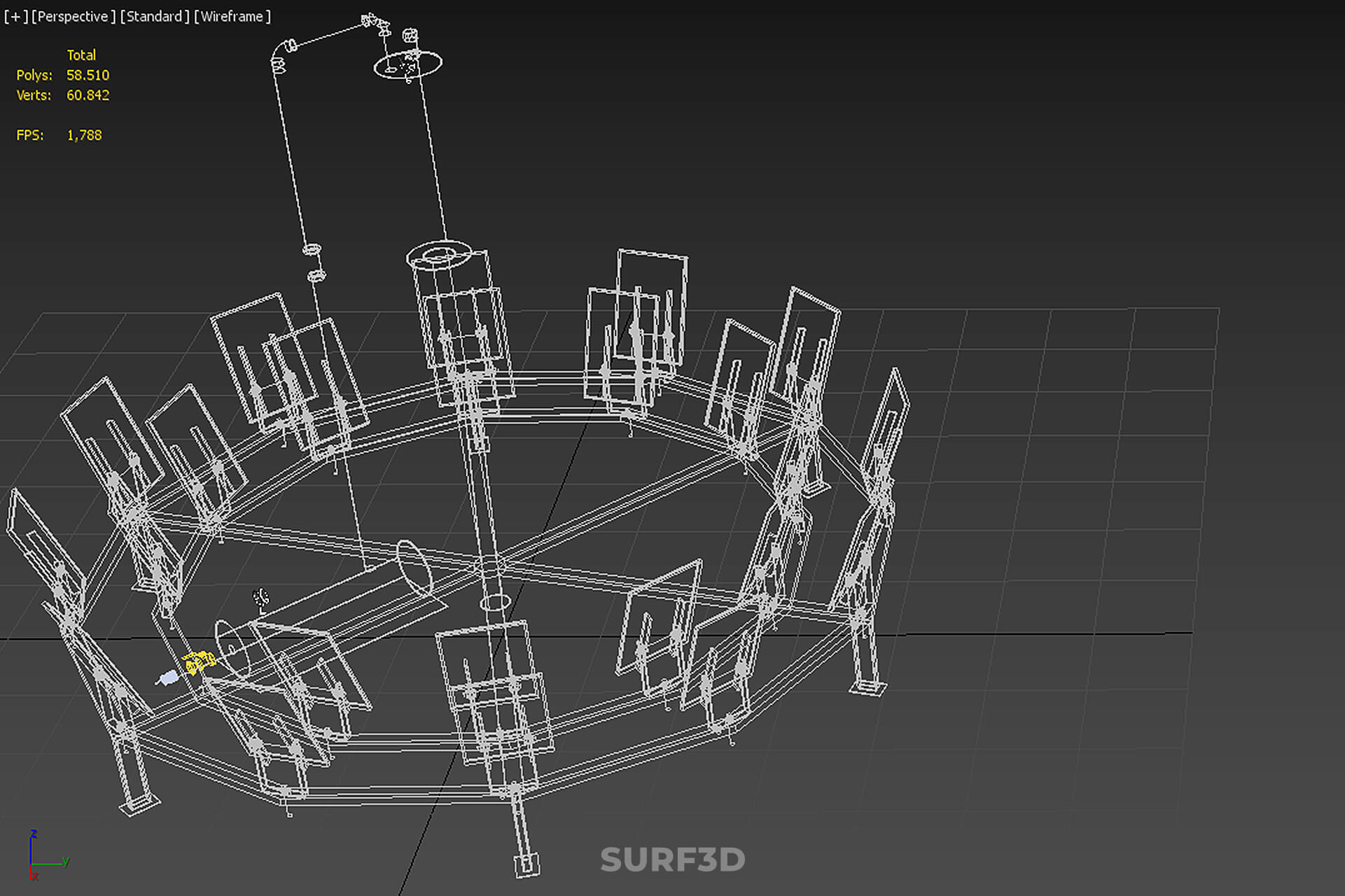 Solar Power Tower Thermal Energy Plant Heliostat Mirror Sun 3D Model