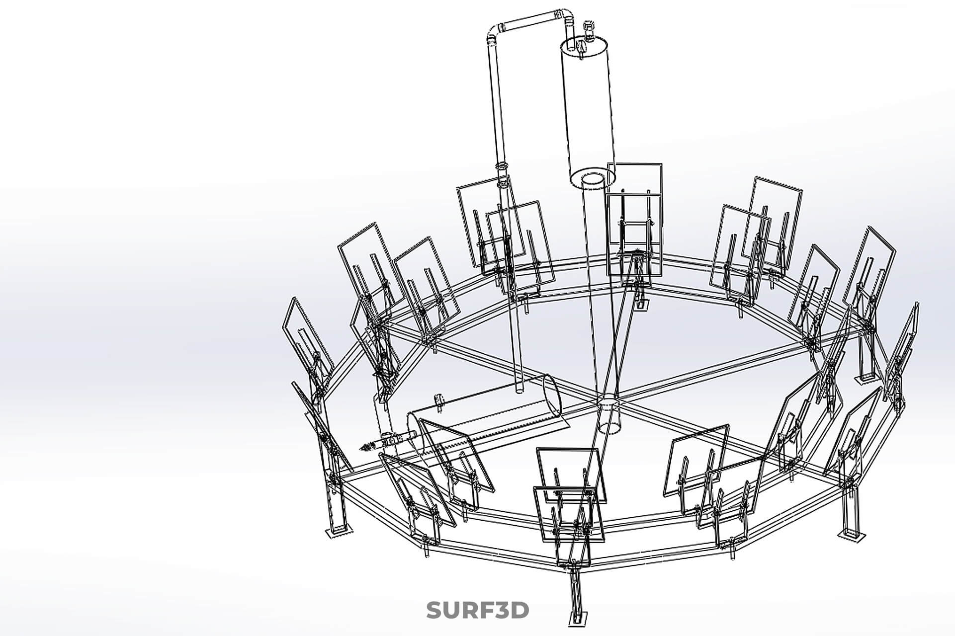 Solar Power Tower Thermal Energy Plant Heliostat Mirror Sun 3D Model