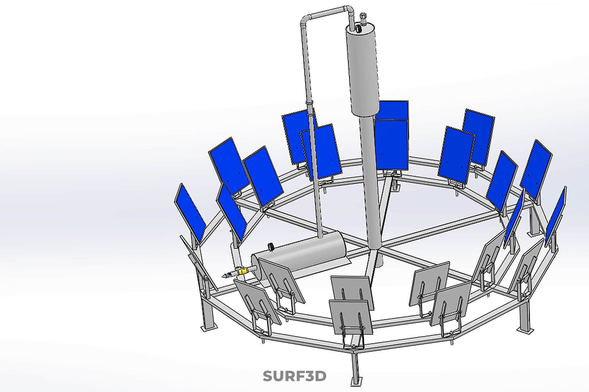 Solar Power Tower Thermal Energy Plant Heliostat Mirror Sun 3D Model